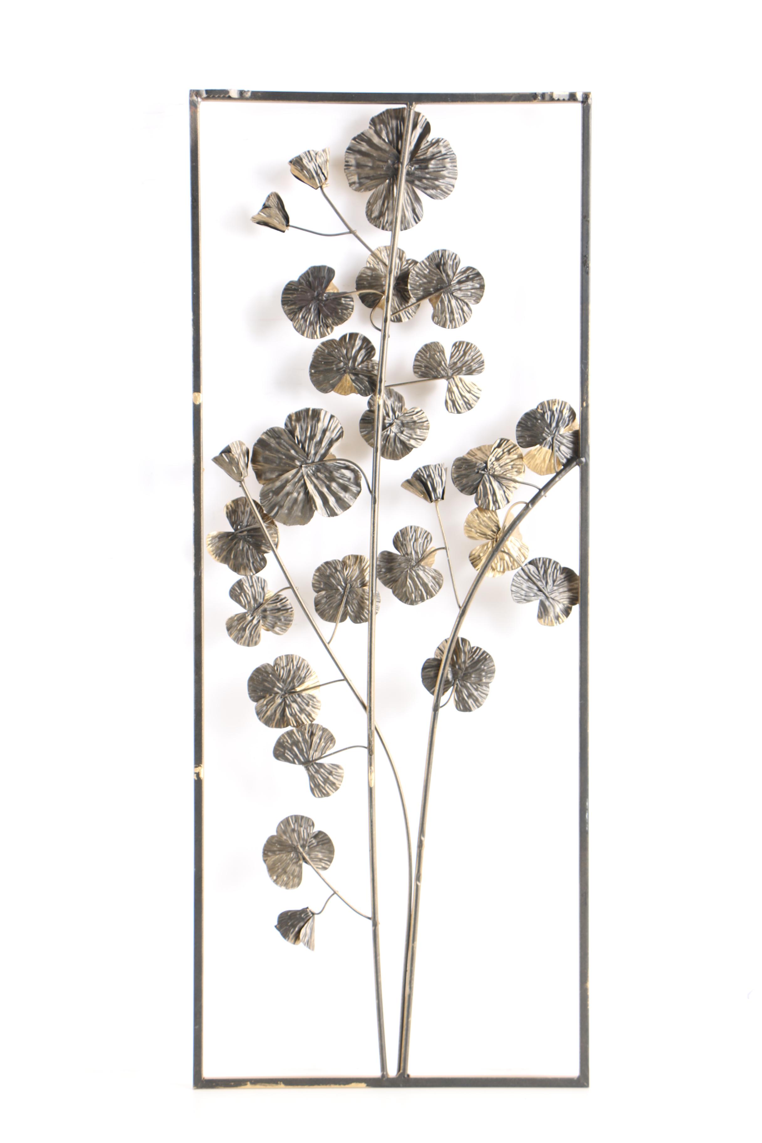 Gold Tone Metal Ginkgo Wall Art