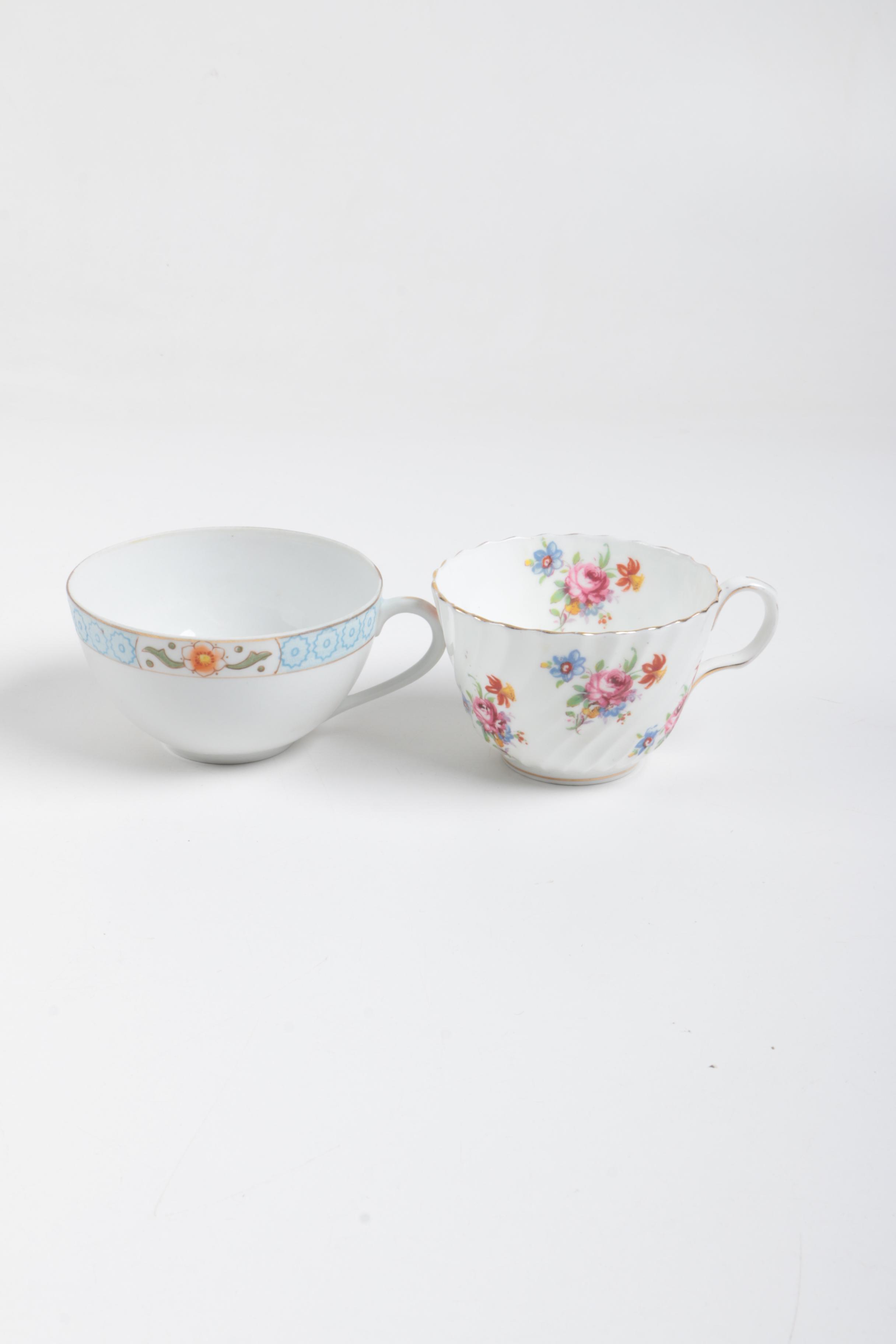 Vintage Porcelain Teacups Featuring Ansley
