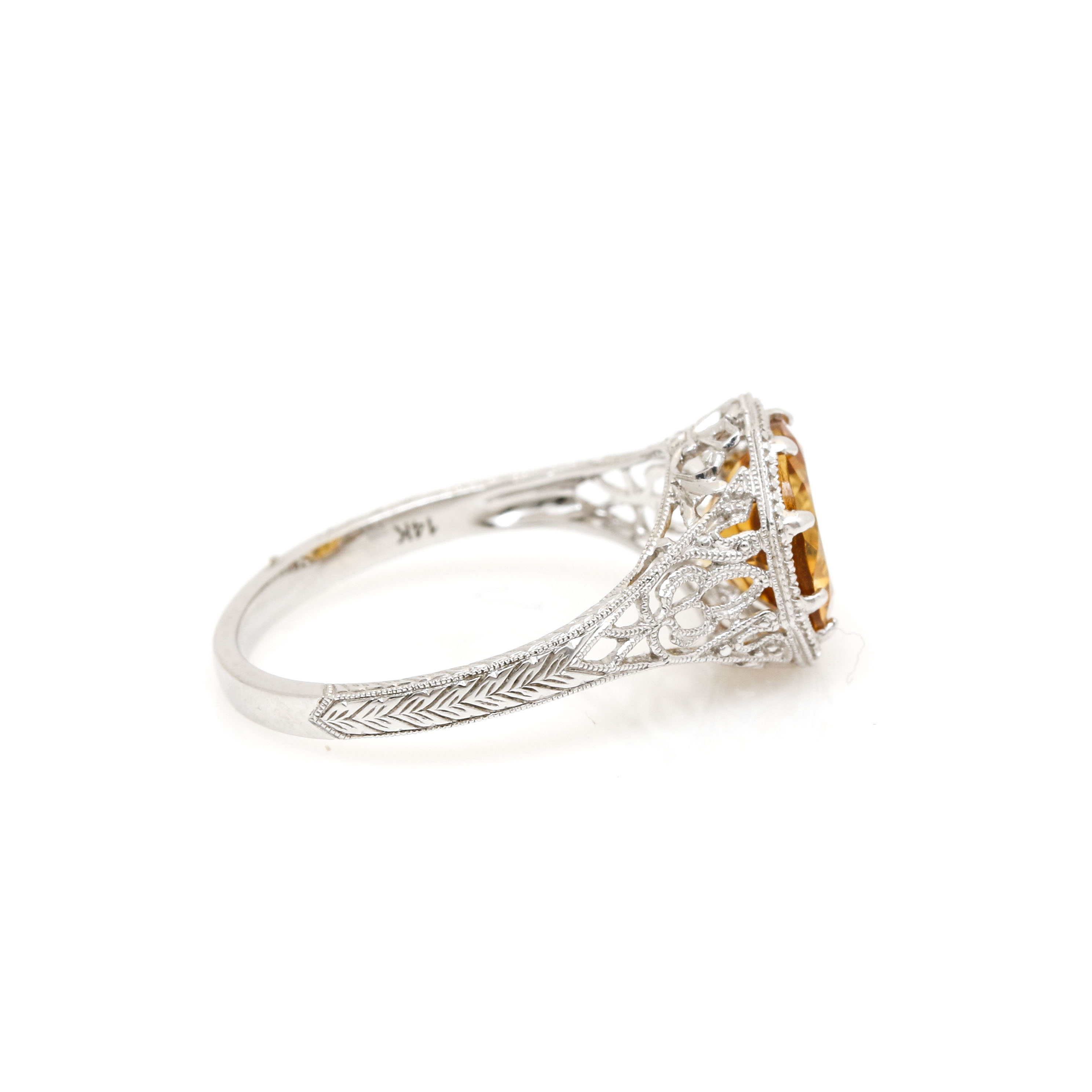 14K White Gold Citrine Ring