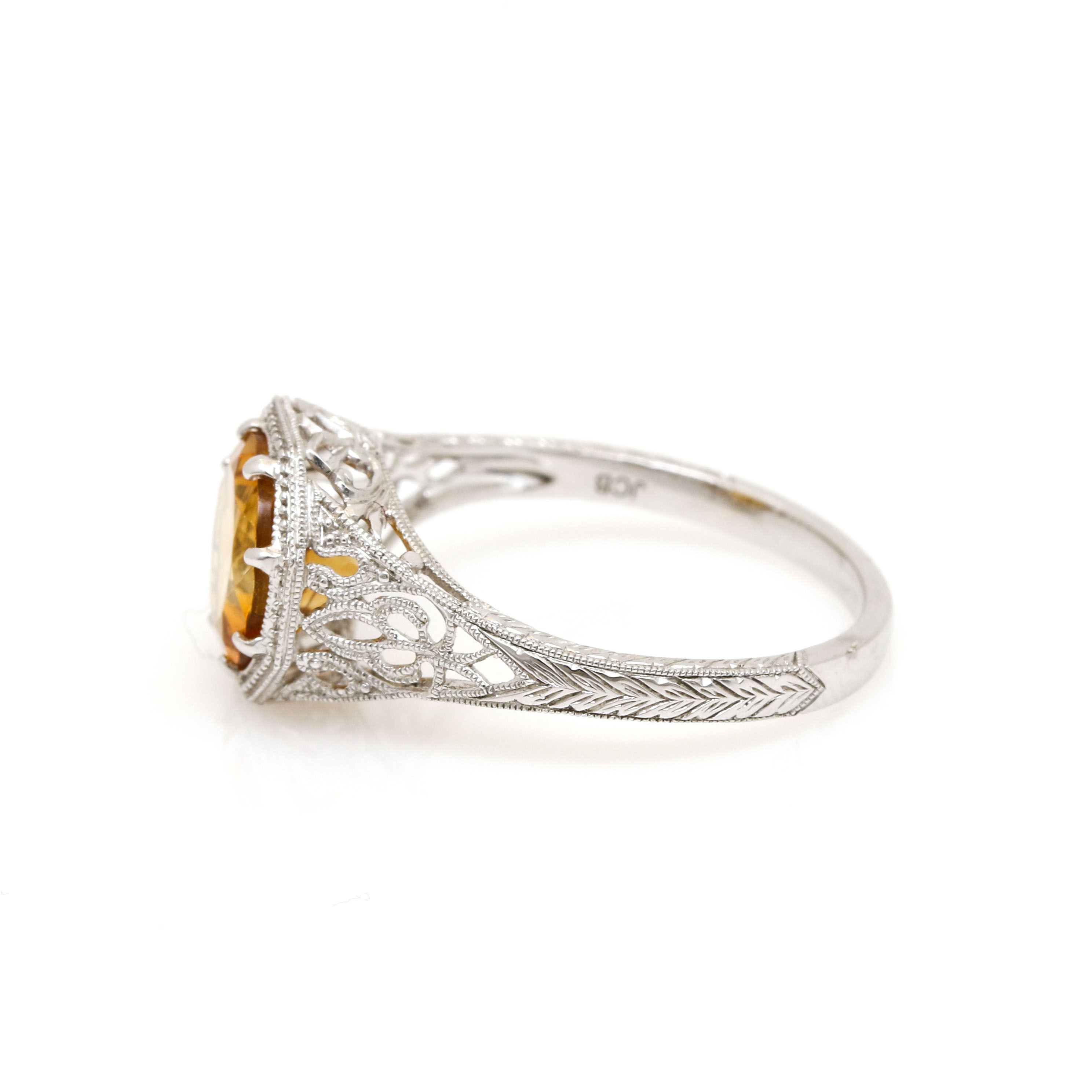 14K White Gold Citrine Ring