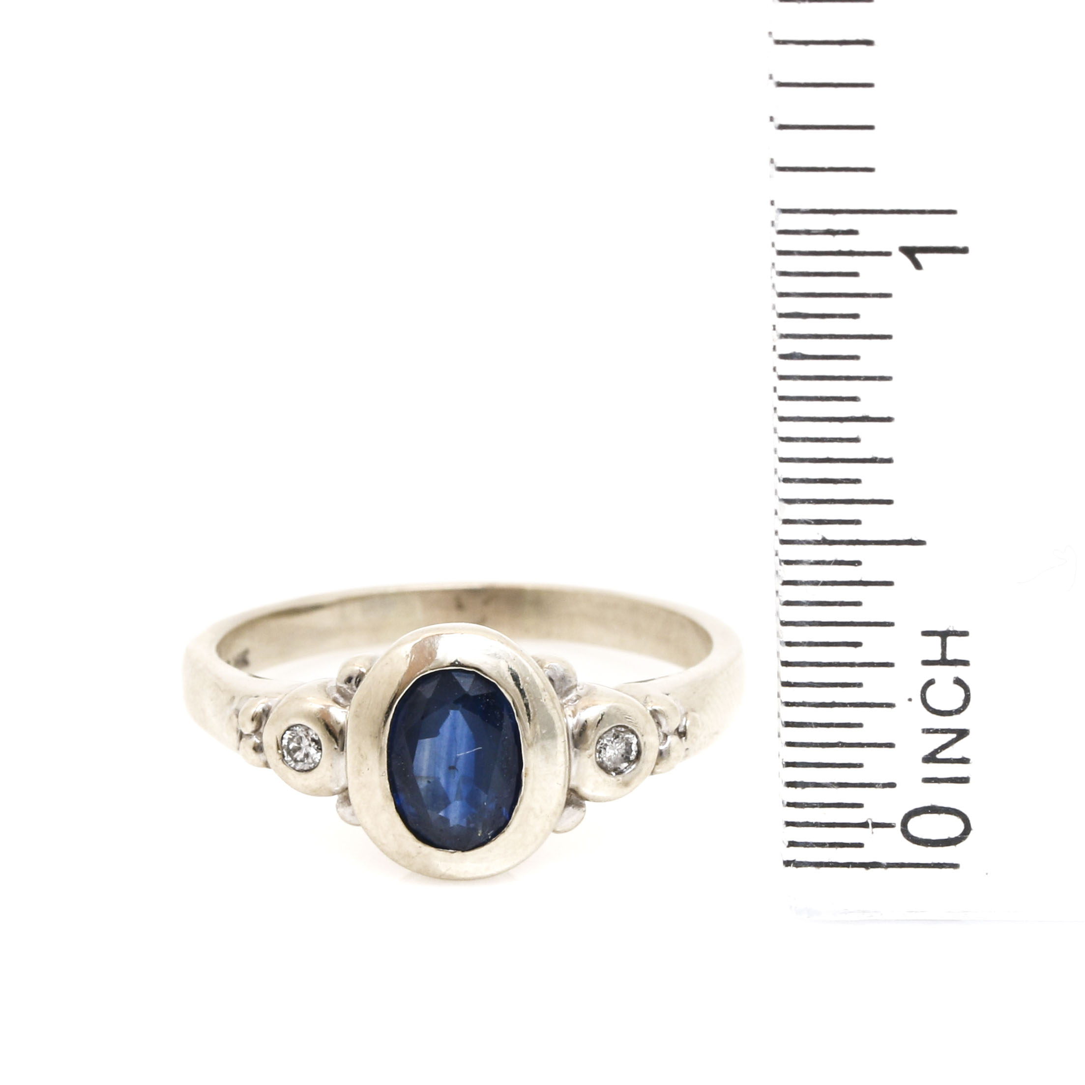 14K White Gold Sapphire and Diamond Ring