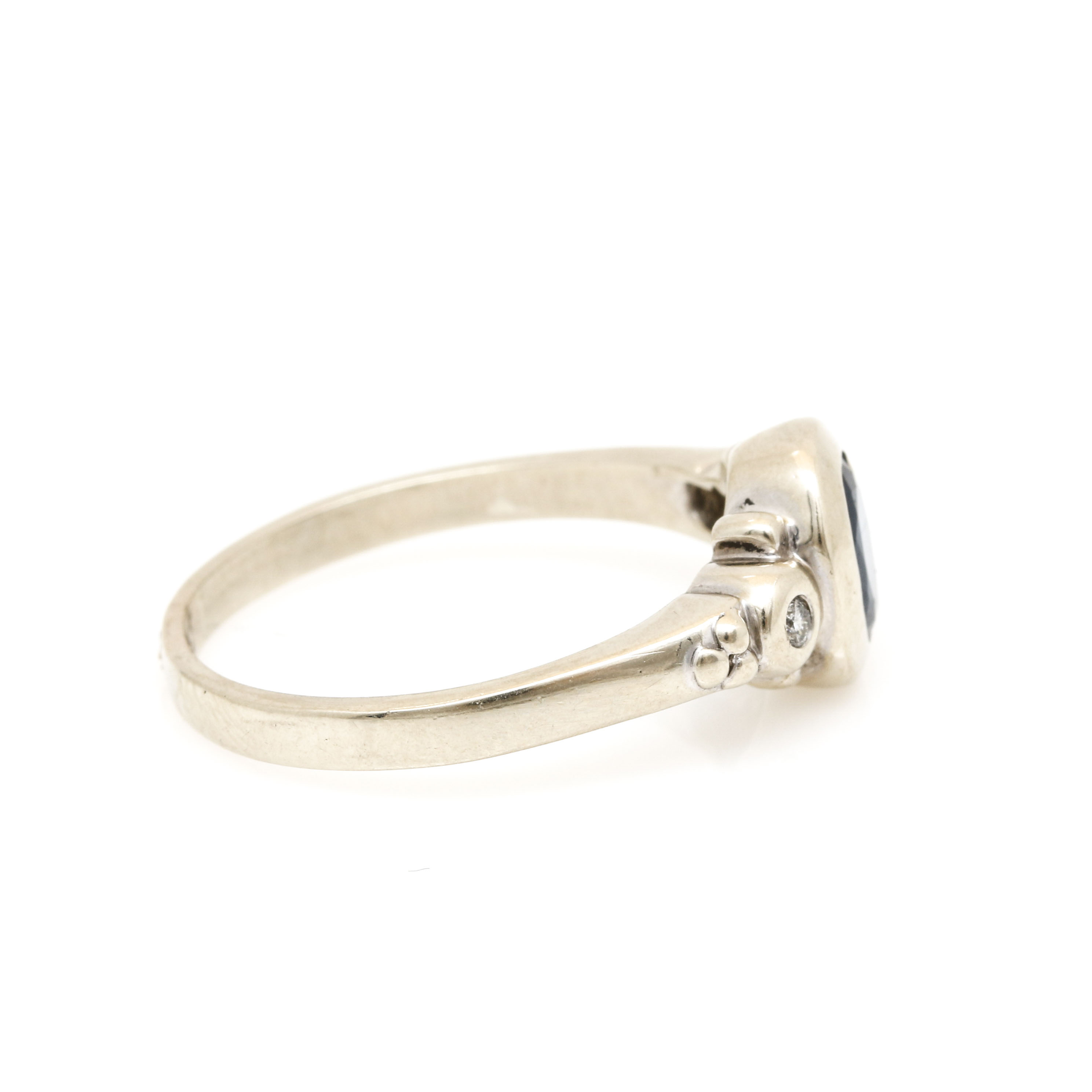 14K White Gold Sapphire and Diamond Ring