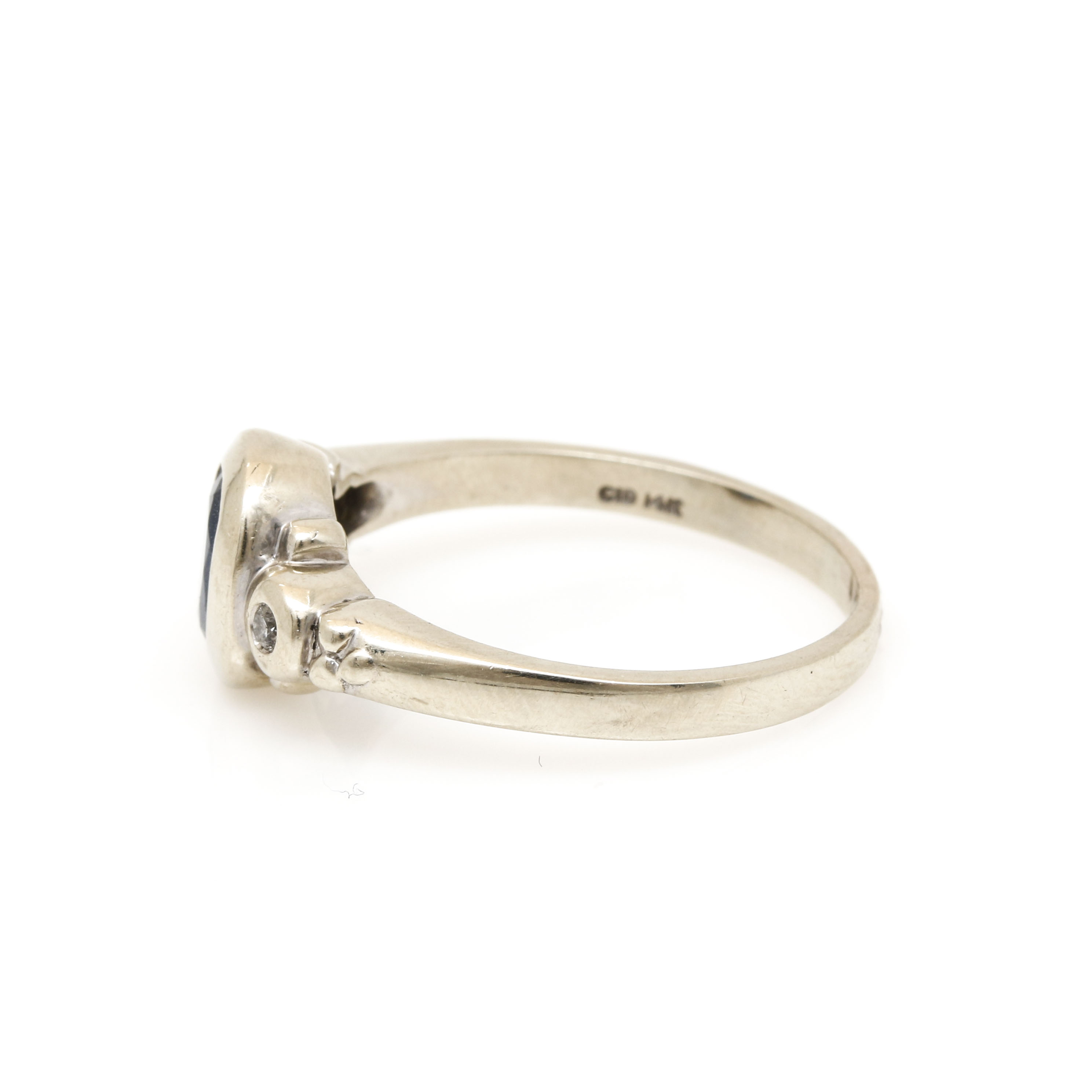 14K White Gold Sapphire and Diamond Ring