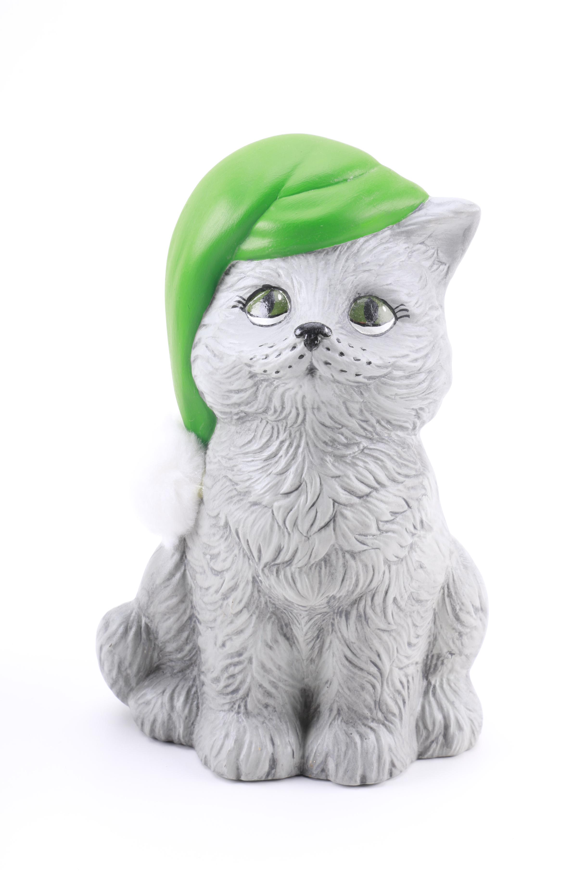 Vintage Dog and Cat Santa Figurines with Sled