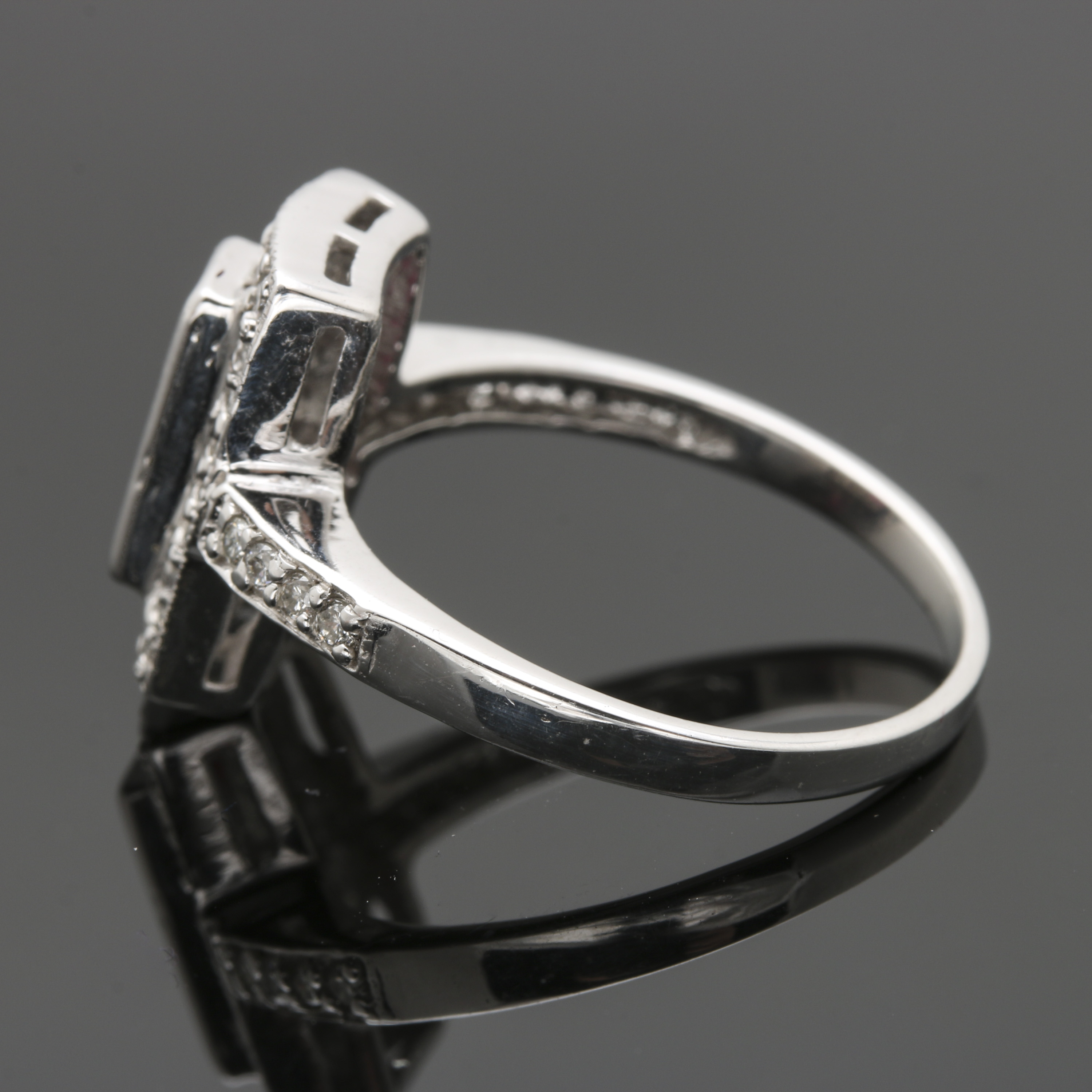 14K White Gold Ruby Diamond Ring