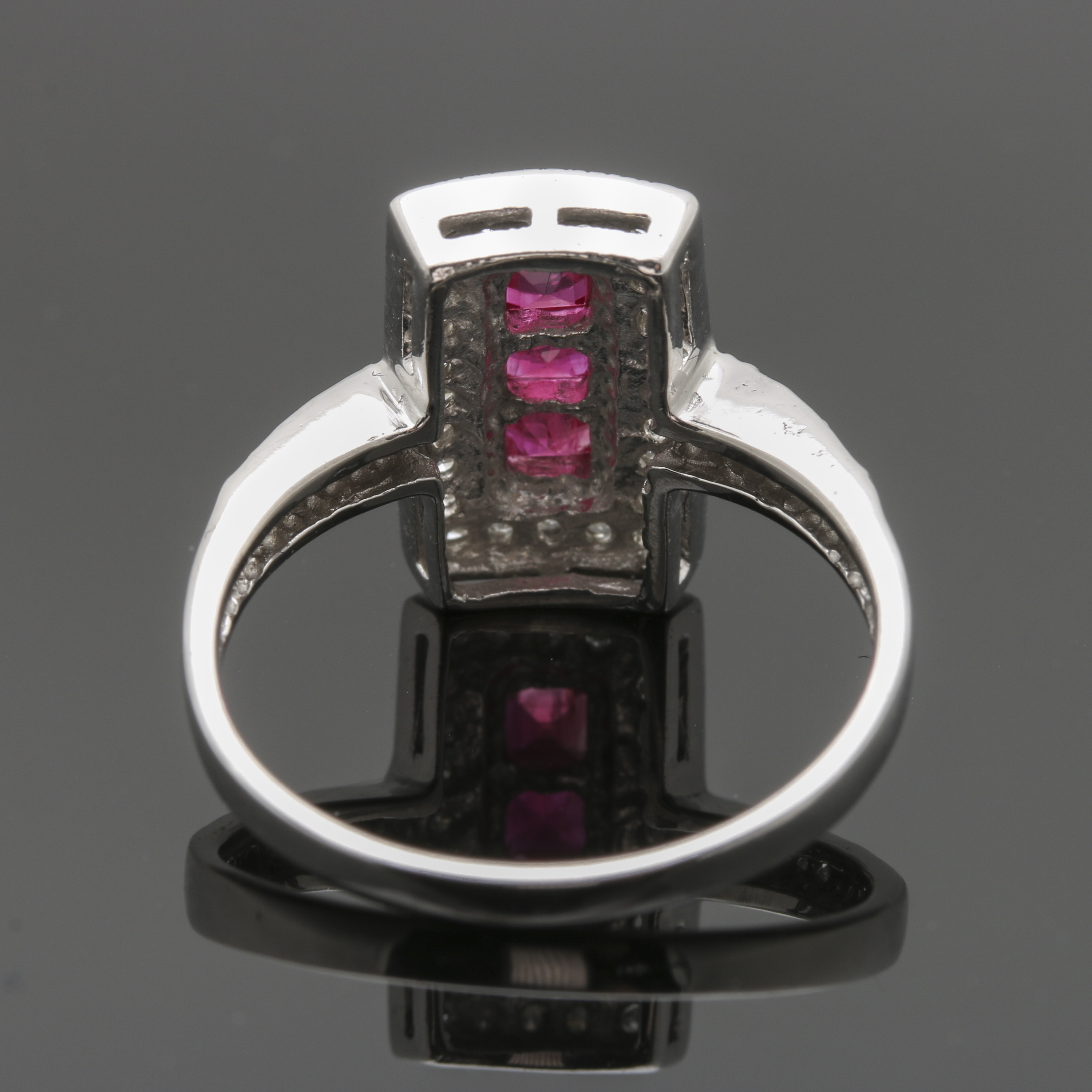 14K White Gold Ruby Diamond Ring
