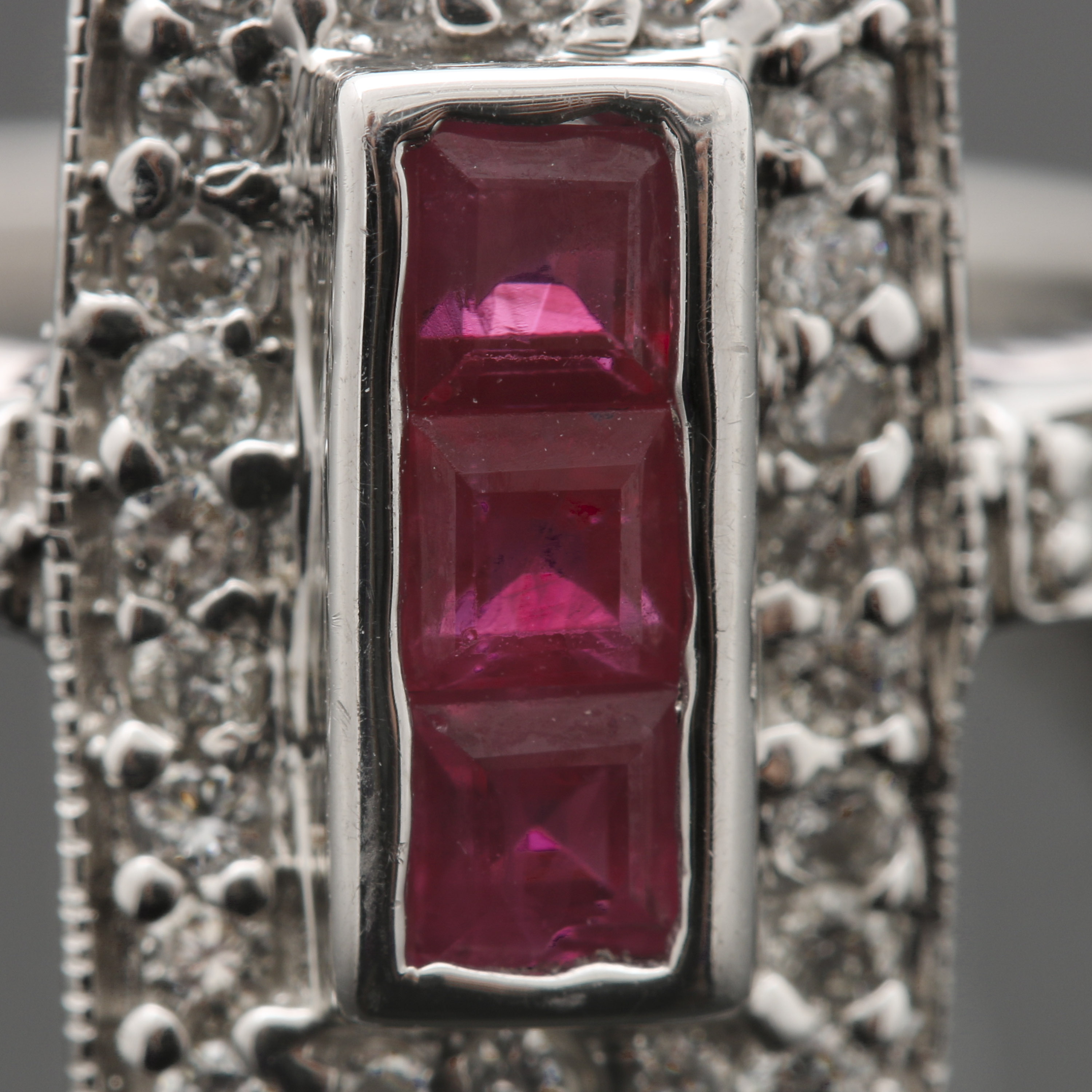 14K White Gold Ruby Diamond Ring
