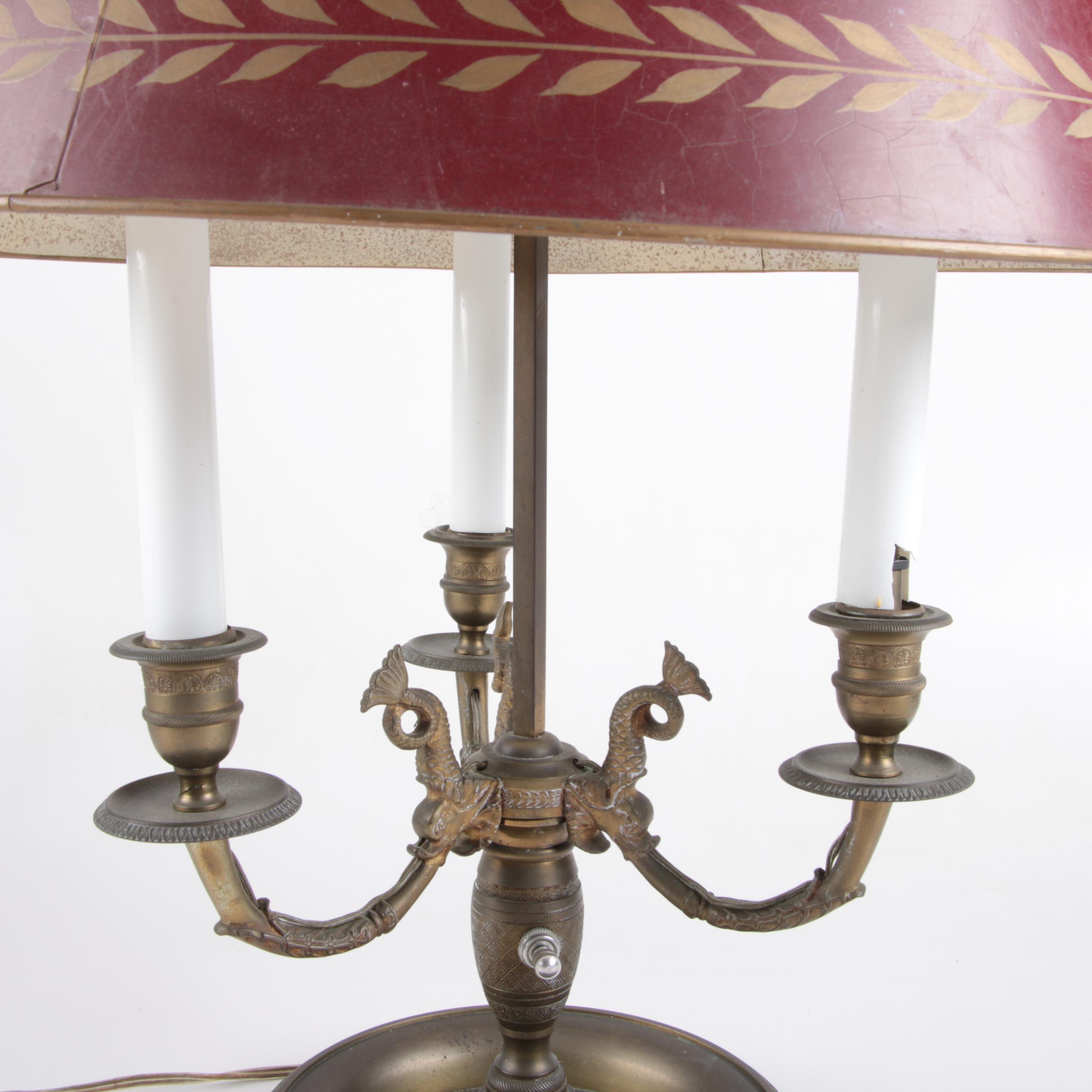 Federal Style Brass Tone Bouillotte Lamp