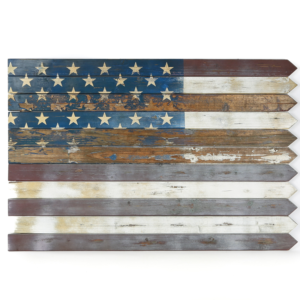 Folk Art Wooden American Flag