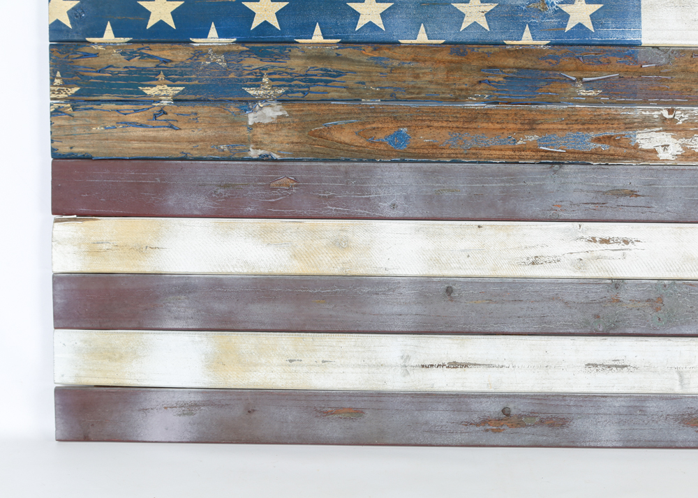 Folk Art Wooden American Flag