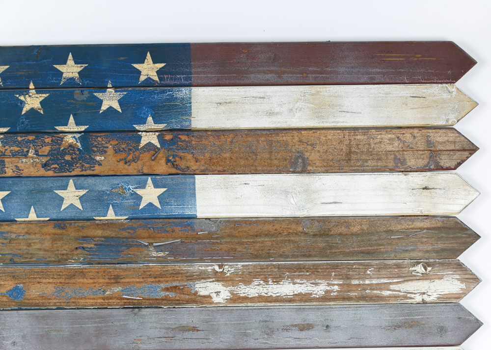 Folk Art Wooden American Flag