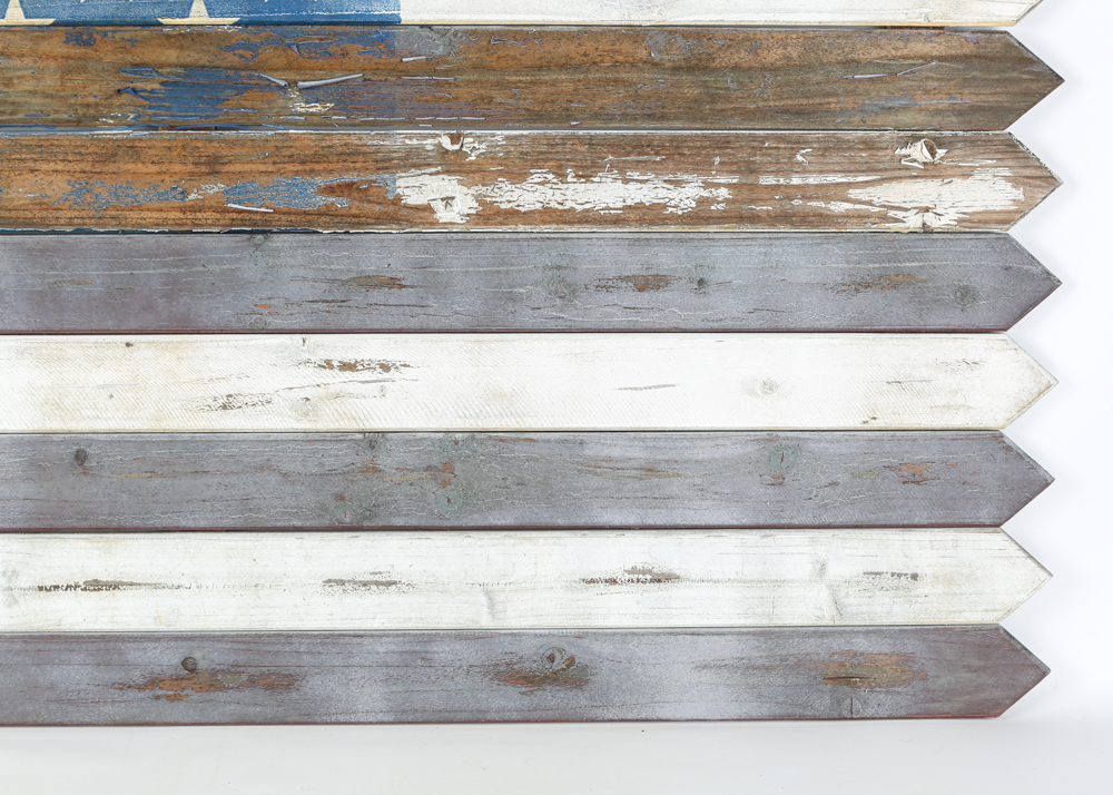 Folk Art Wooden American Flag