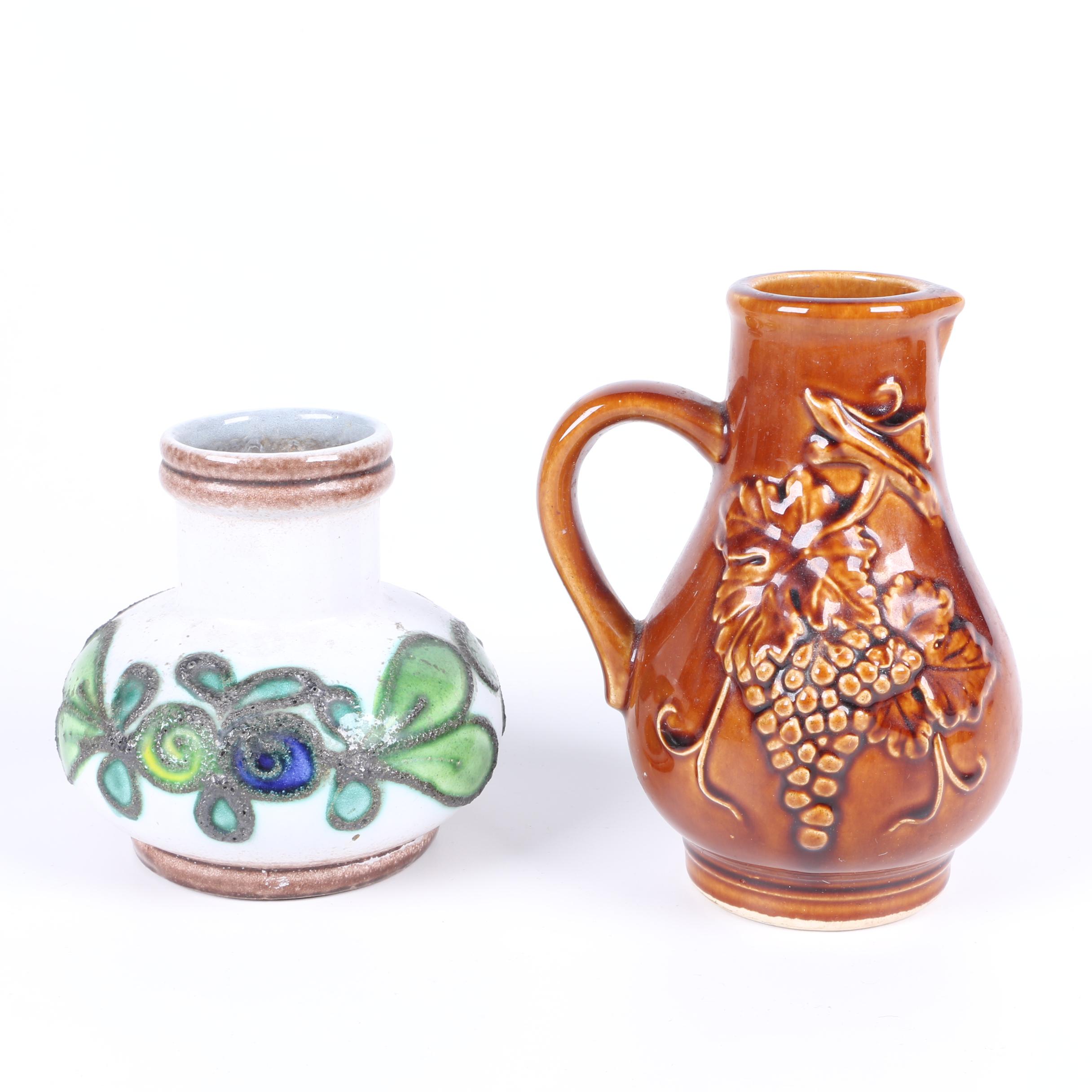 Vintage Bornier Belgian Pottery Pitcher and Vase