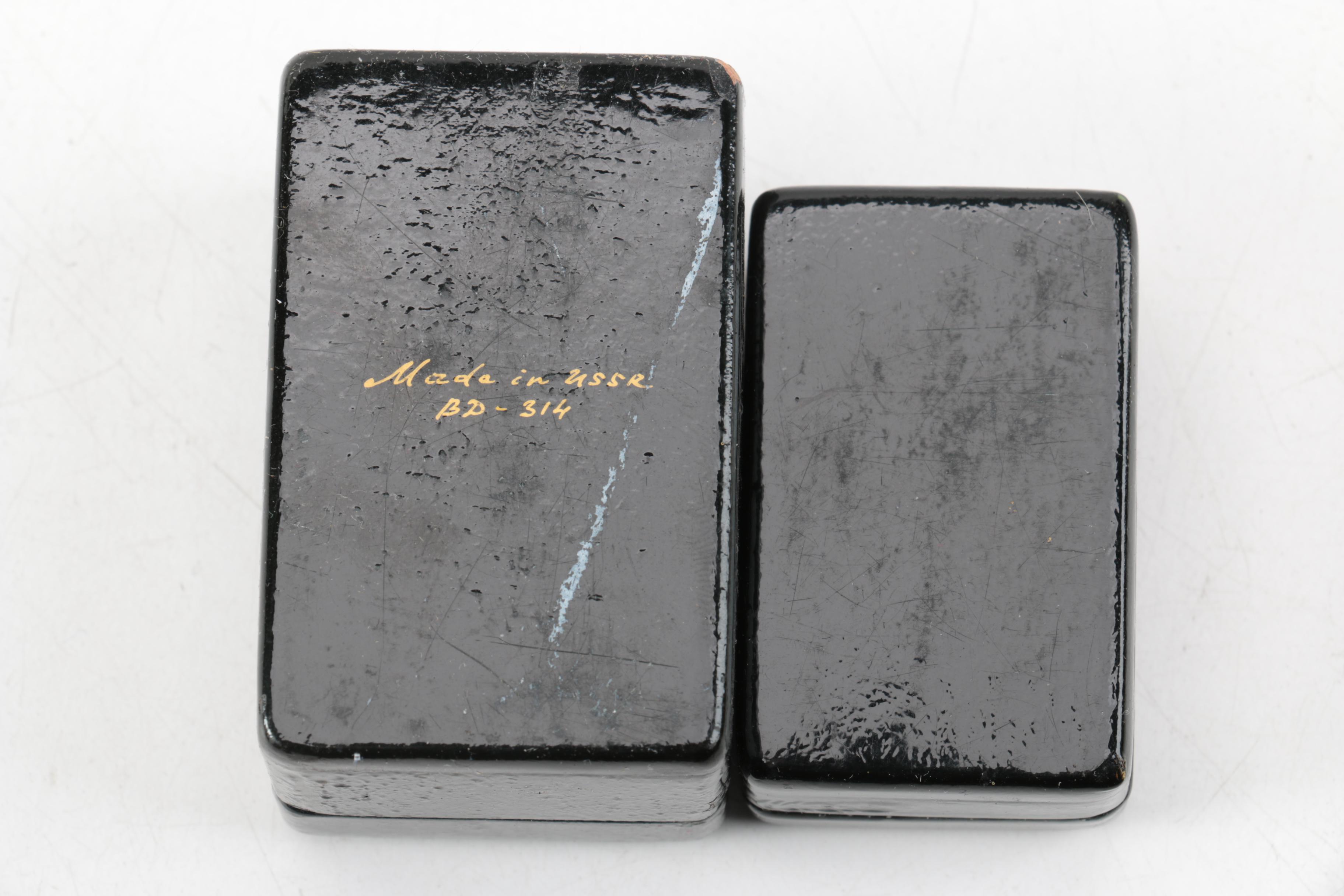 Vintage Russian Lacquered Trinket Boxes