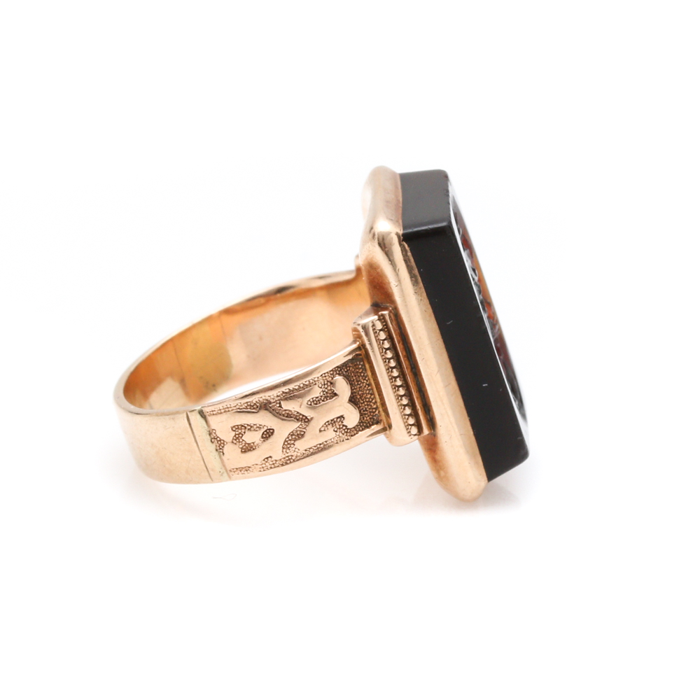 14K Yellow Gold Black Onyx Ring