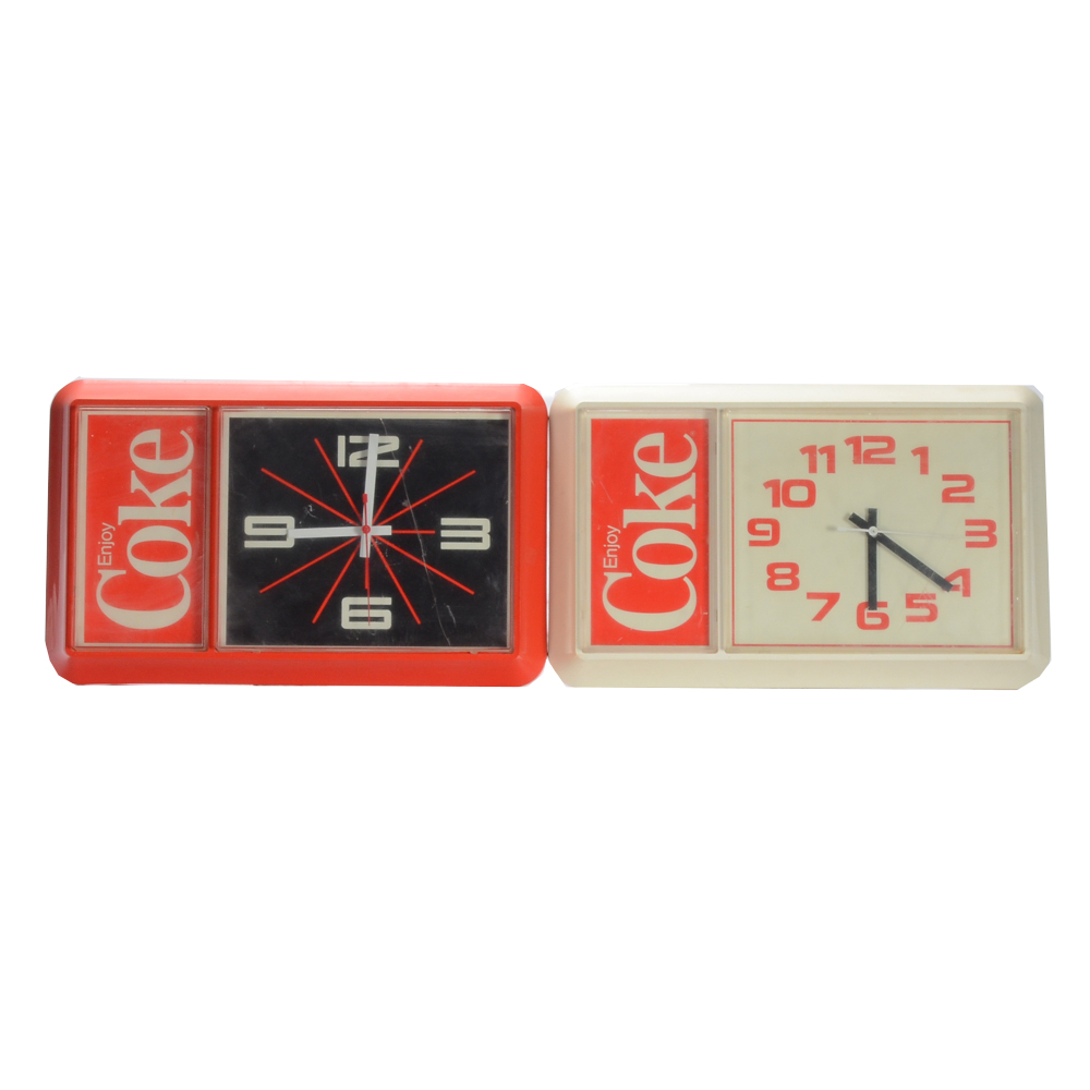 Two Vintage "Enjoy Coca-Cola" Electrified Wall Clocks