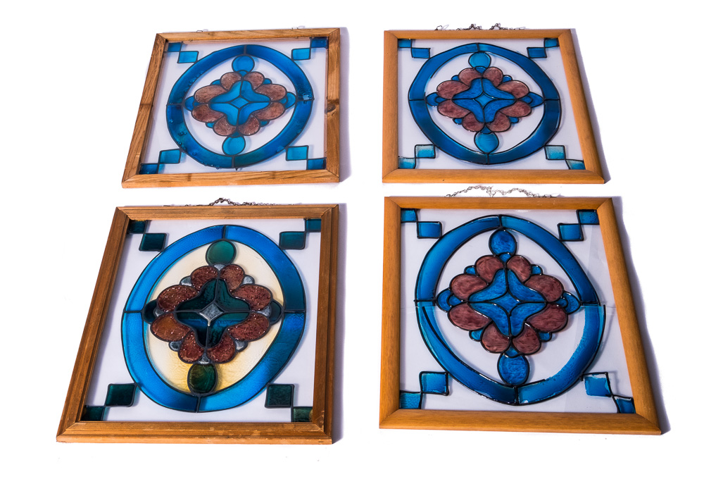 Hand-Painted Glass Panels Including Stained Glass