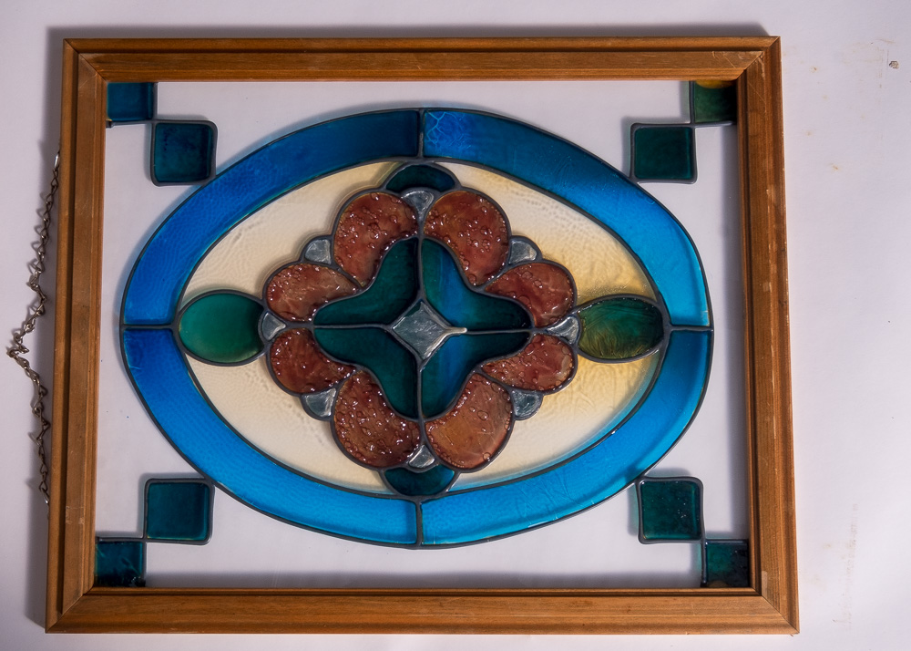 Hand-Painted Glass Panels Including Stained Glass