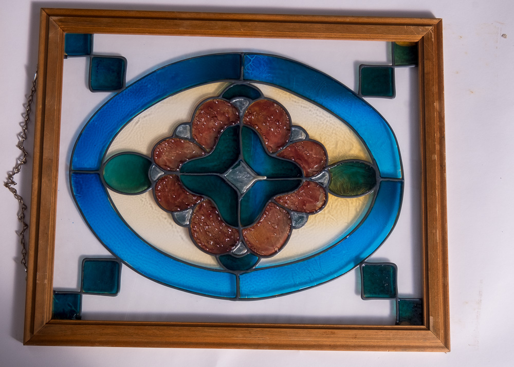 Hand-Painted Glass Panels Including Stained Glass
