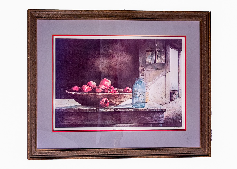 H.R. Lovell 1990s Offset Lithograph "Early Morning Apples"