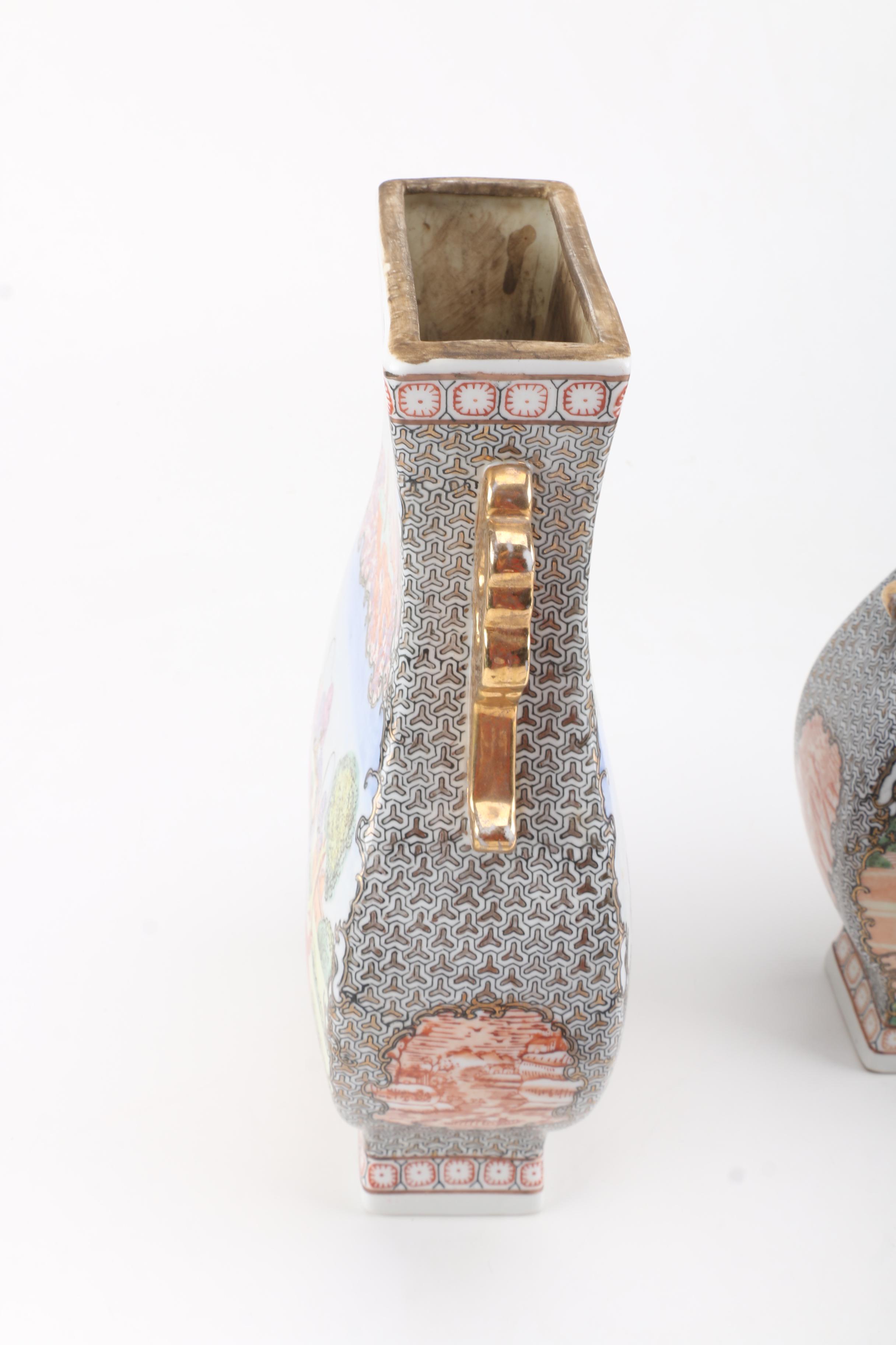 Chinese Export Style Covered Porcelain Urns