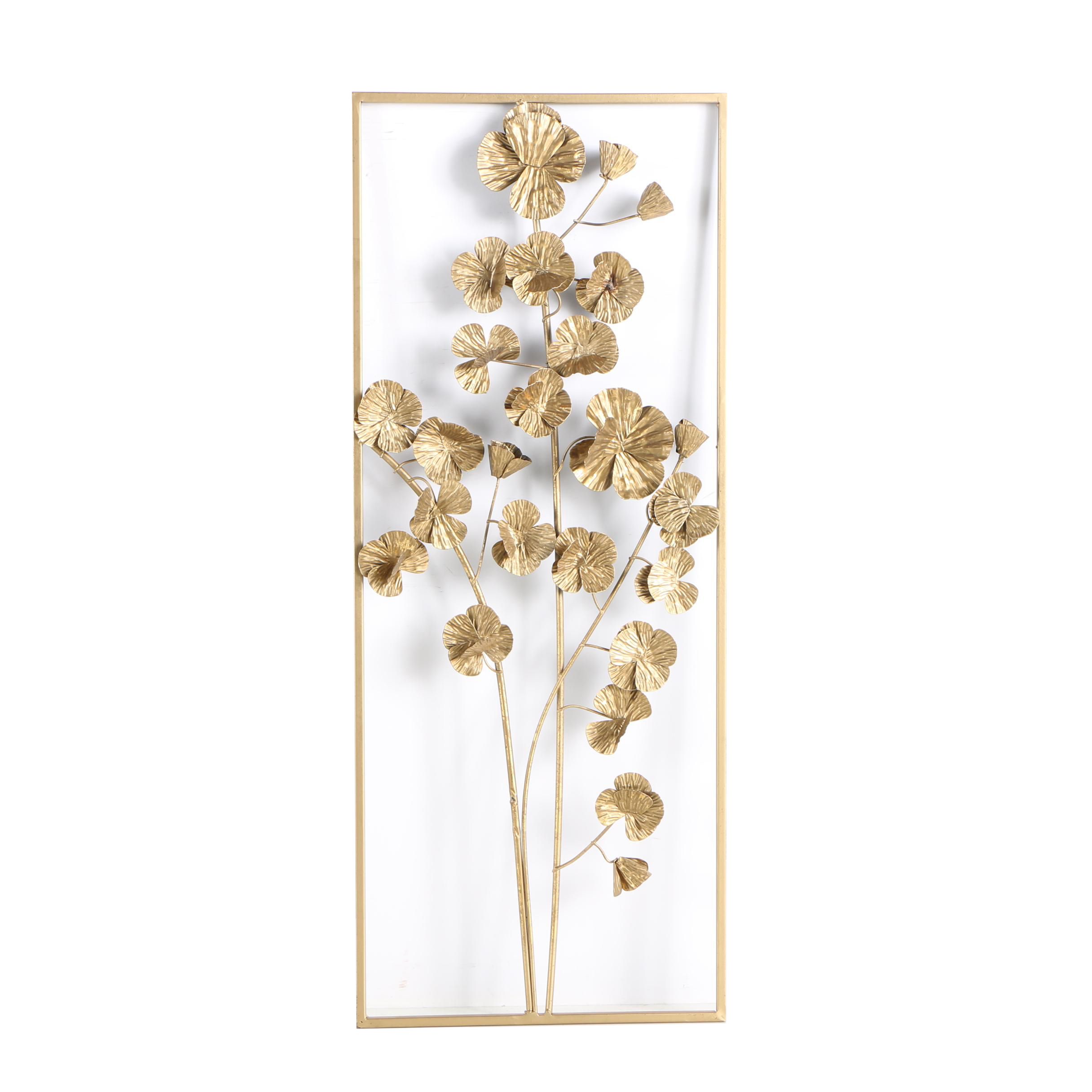 Gold Tone Metal Ginkgo Wall Art