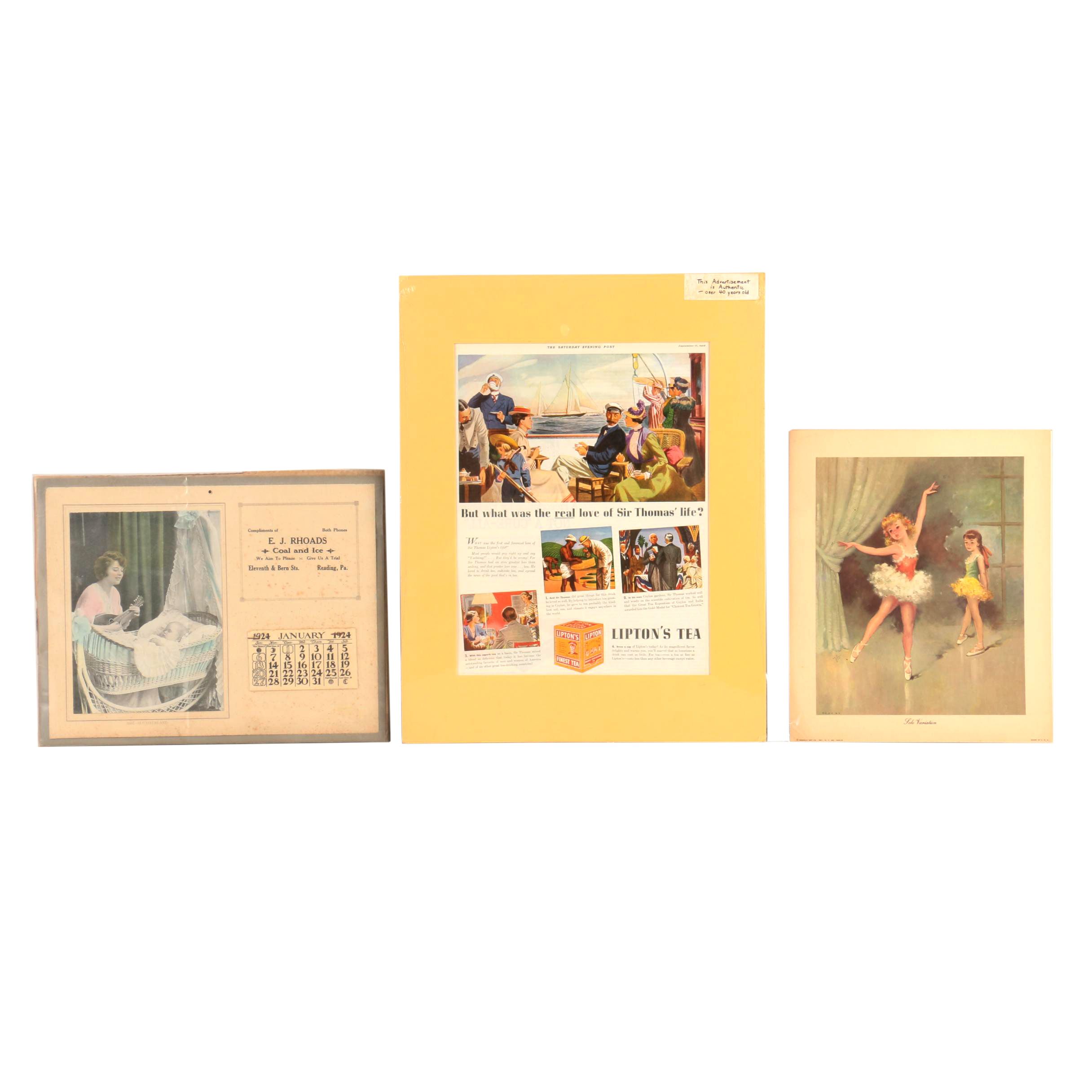 Vintage Advertisements and Ballet Prints