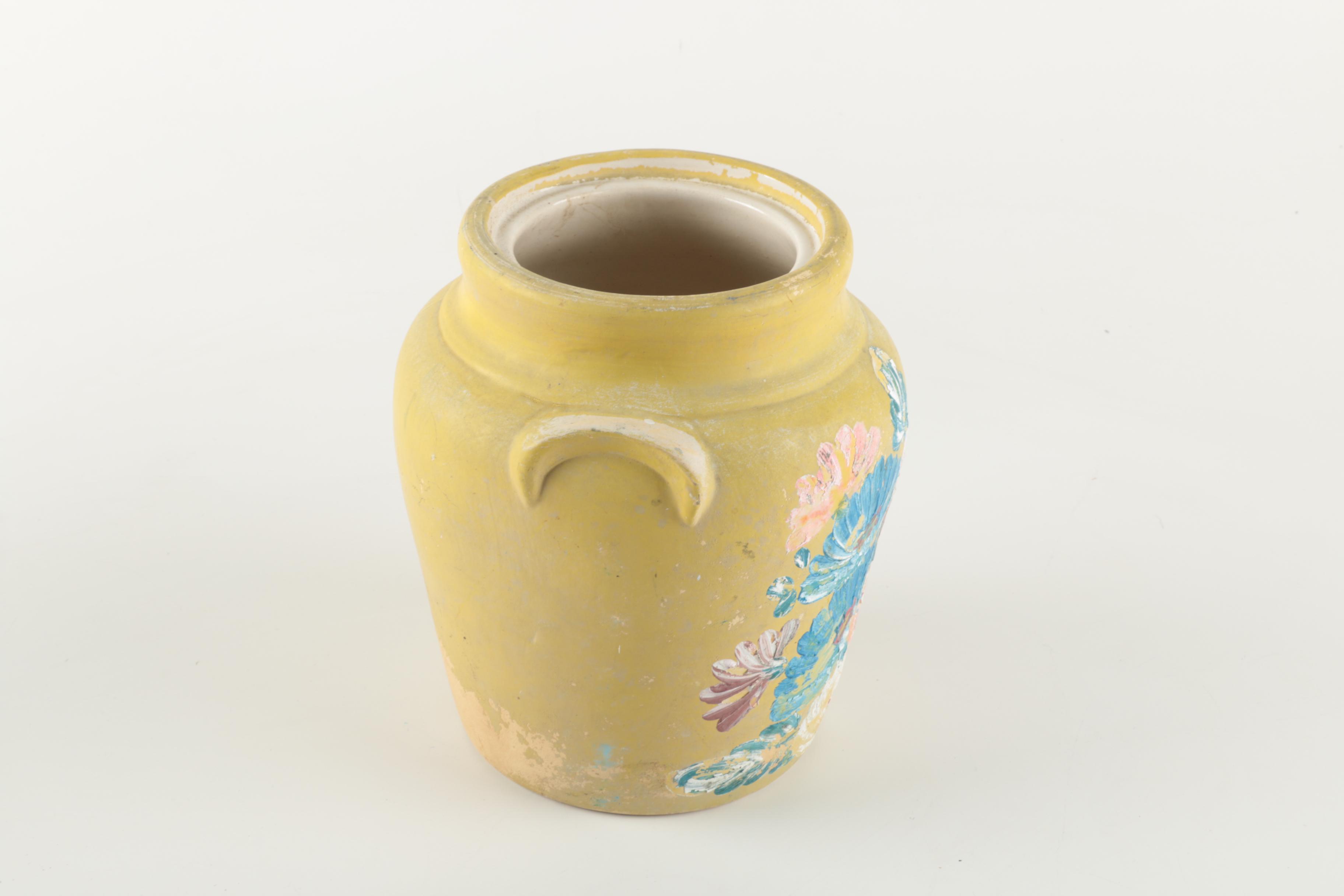 Vintage Hand-Painted Ceramic Pot