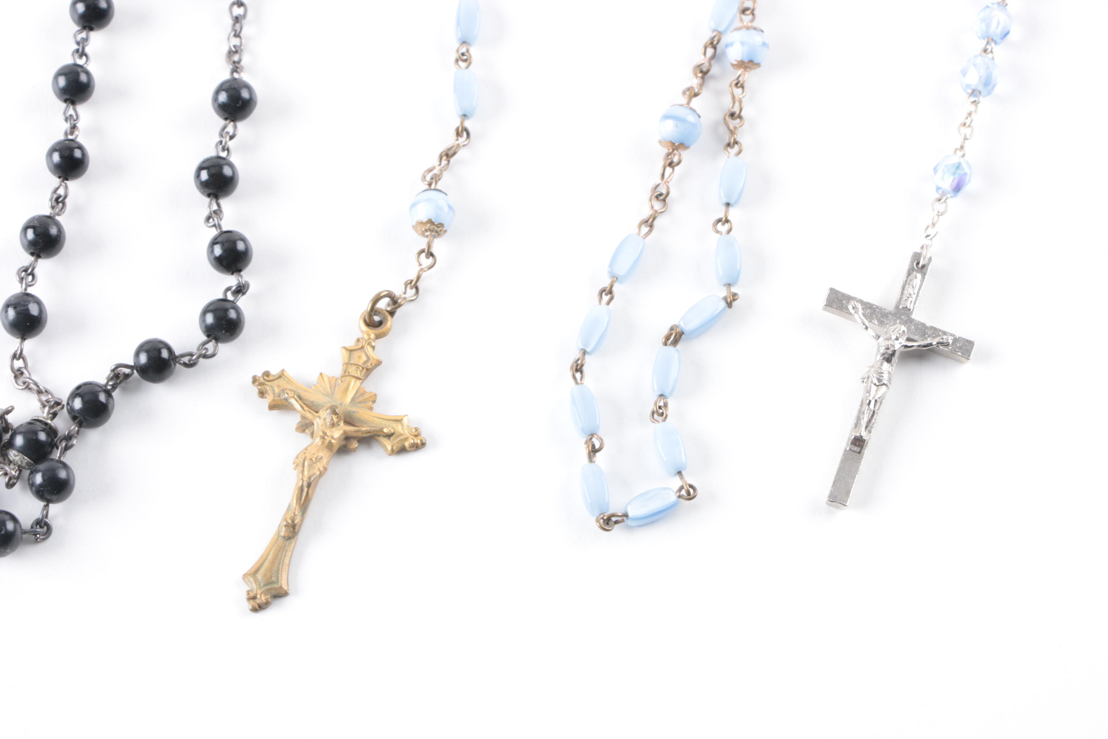 Assortment of Rosaries and Religious Costume Jewelry