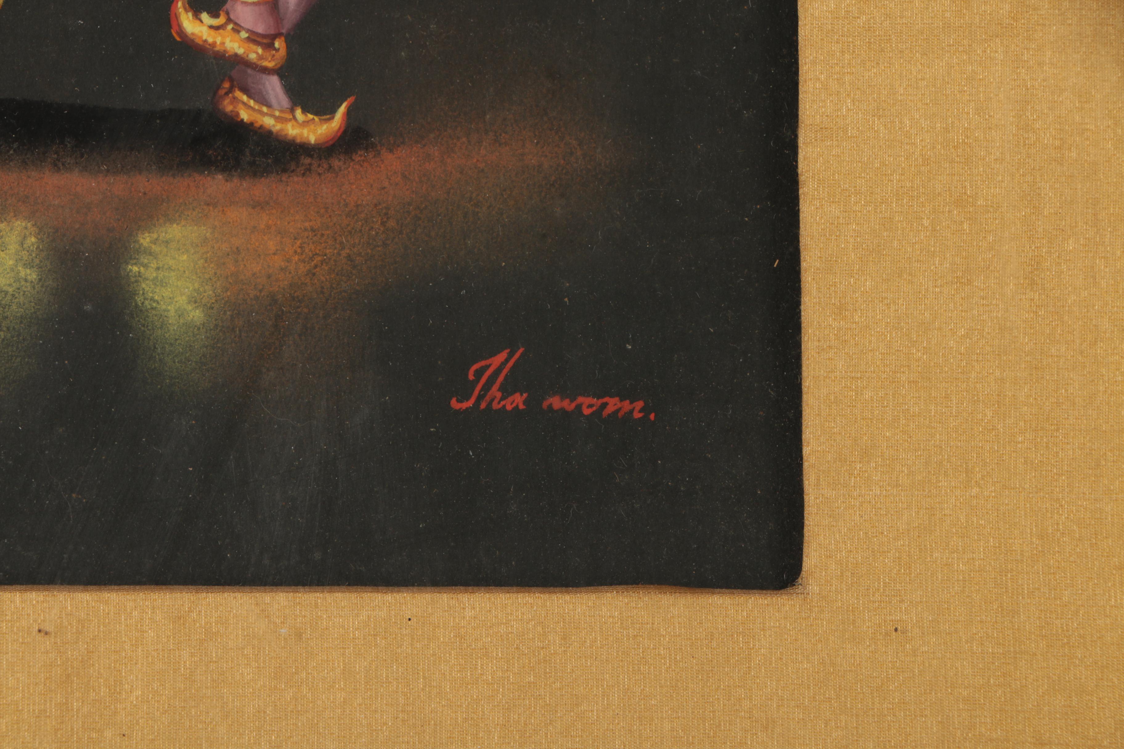 Tha Wom Gouache Painting of Thai Dancers