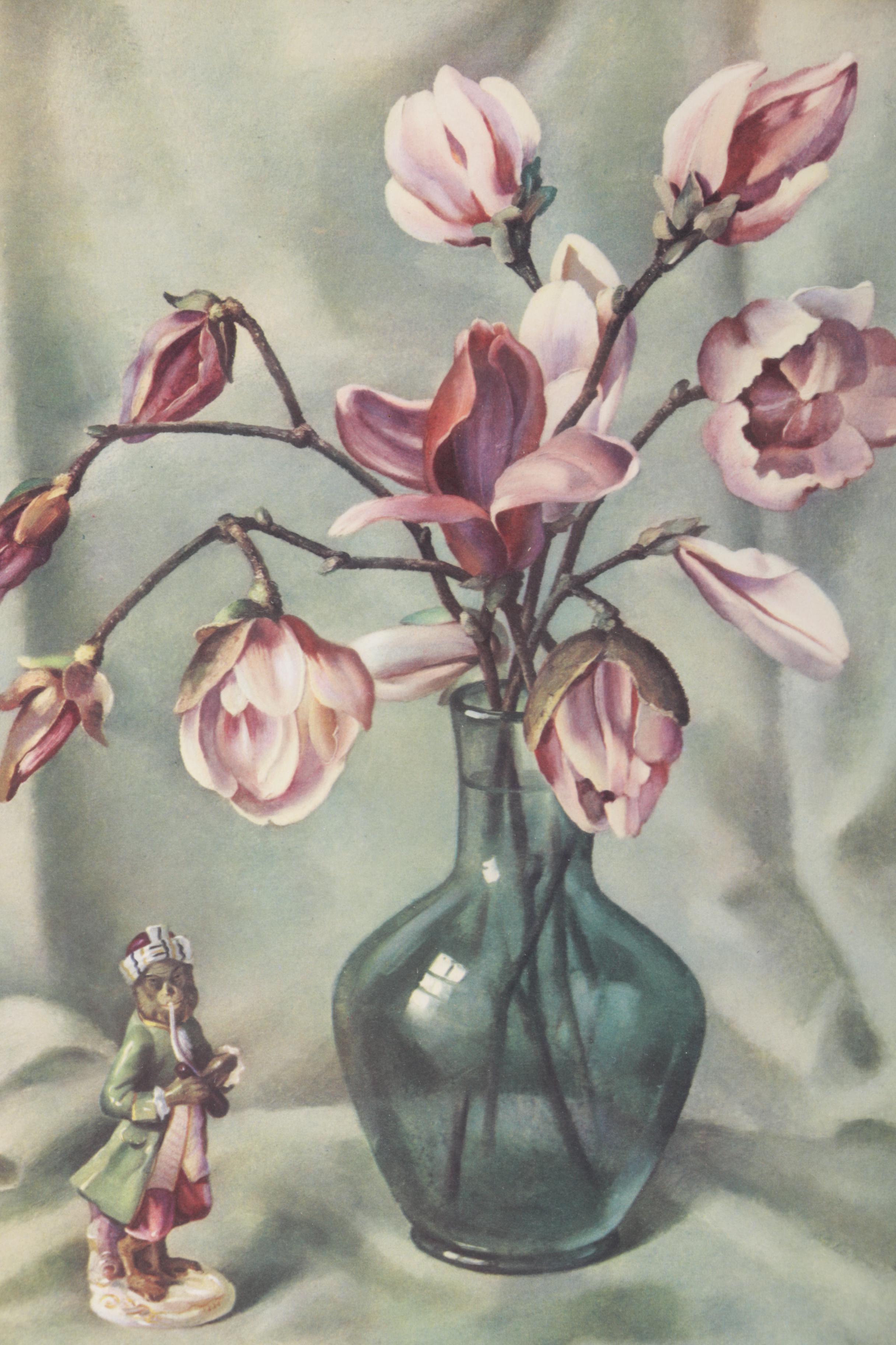 Offset Lithograph Print After Harry Lane's "Monkey Statuette and Glass Vase"