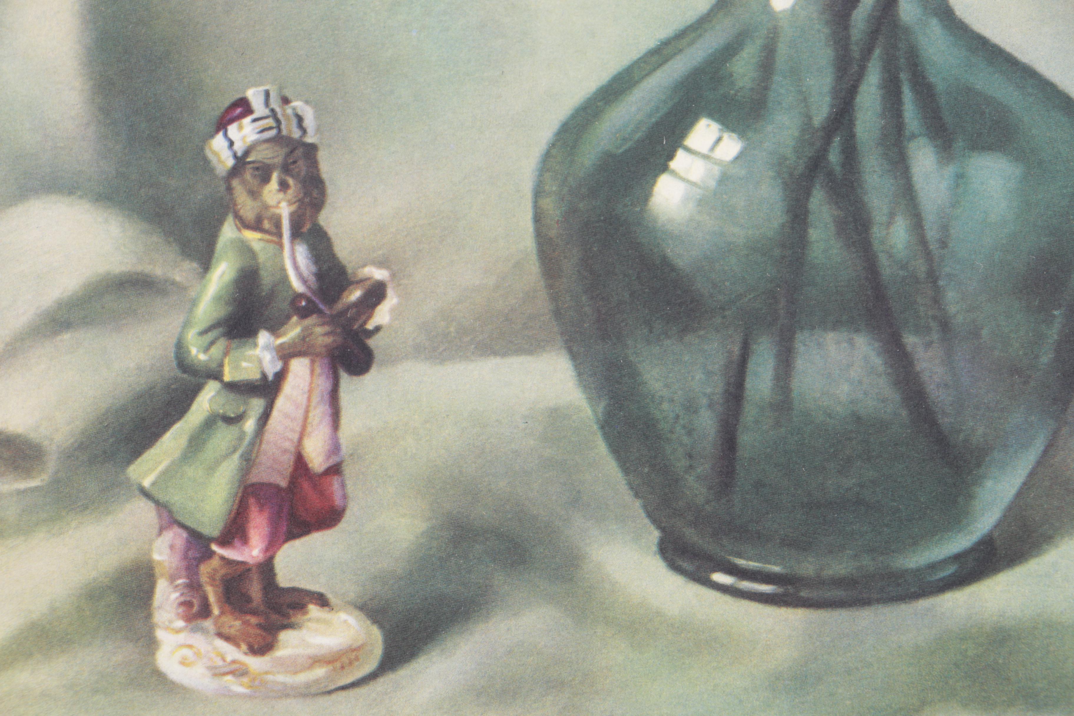 Offset Lithograph Print After Harry Lane's "Monkey Statuette and Glass Vase"