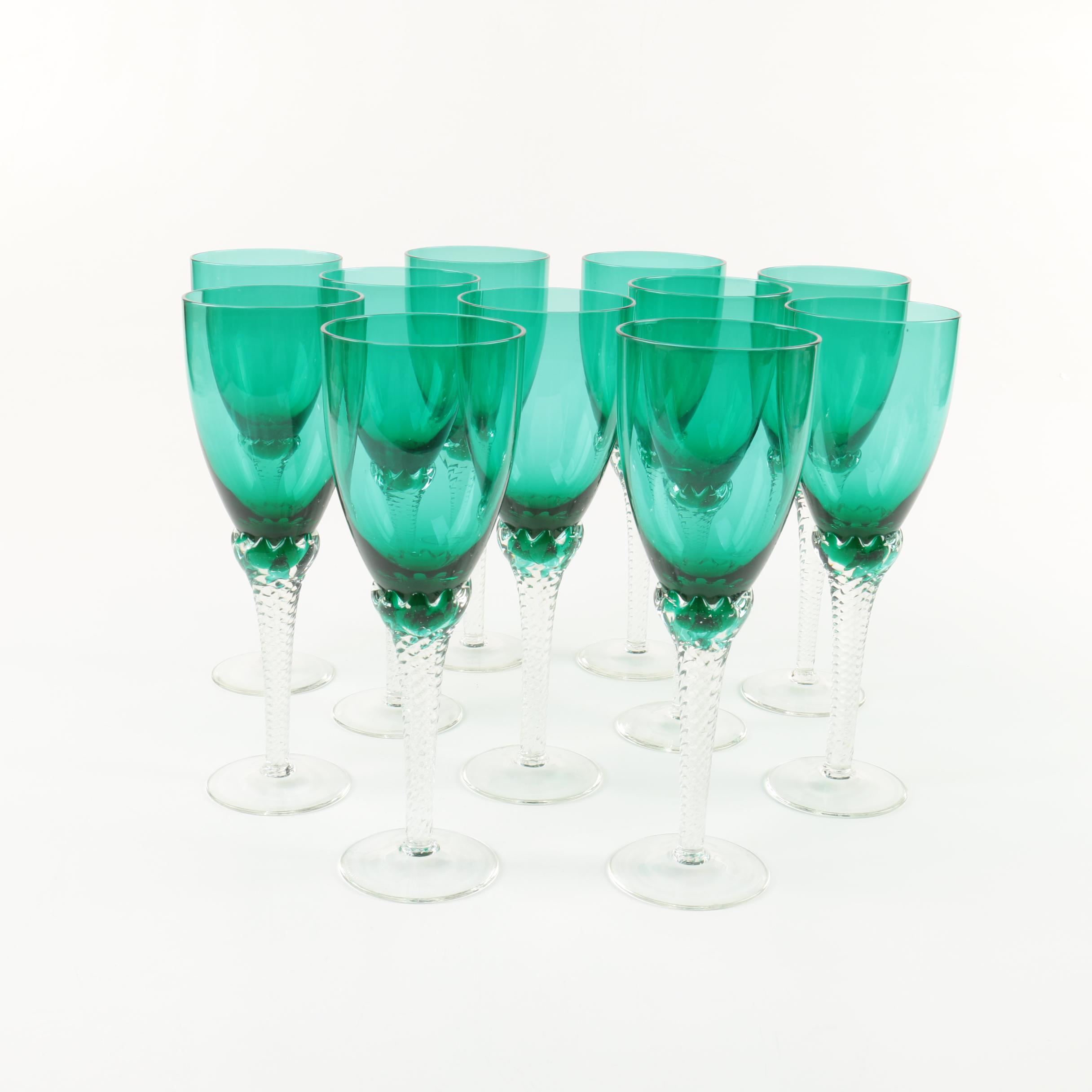 Handmade Green Crystal Glasses