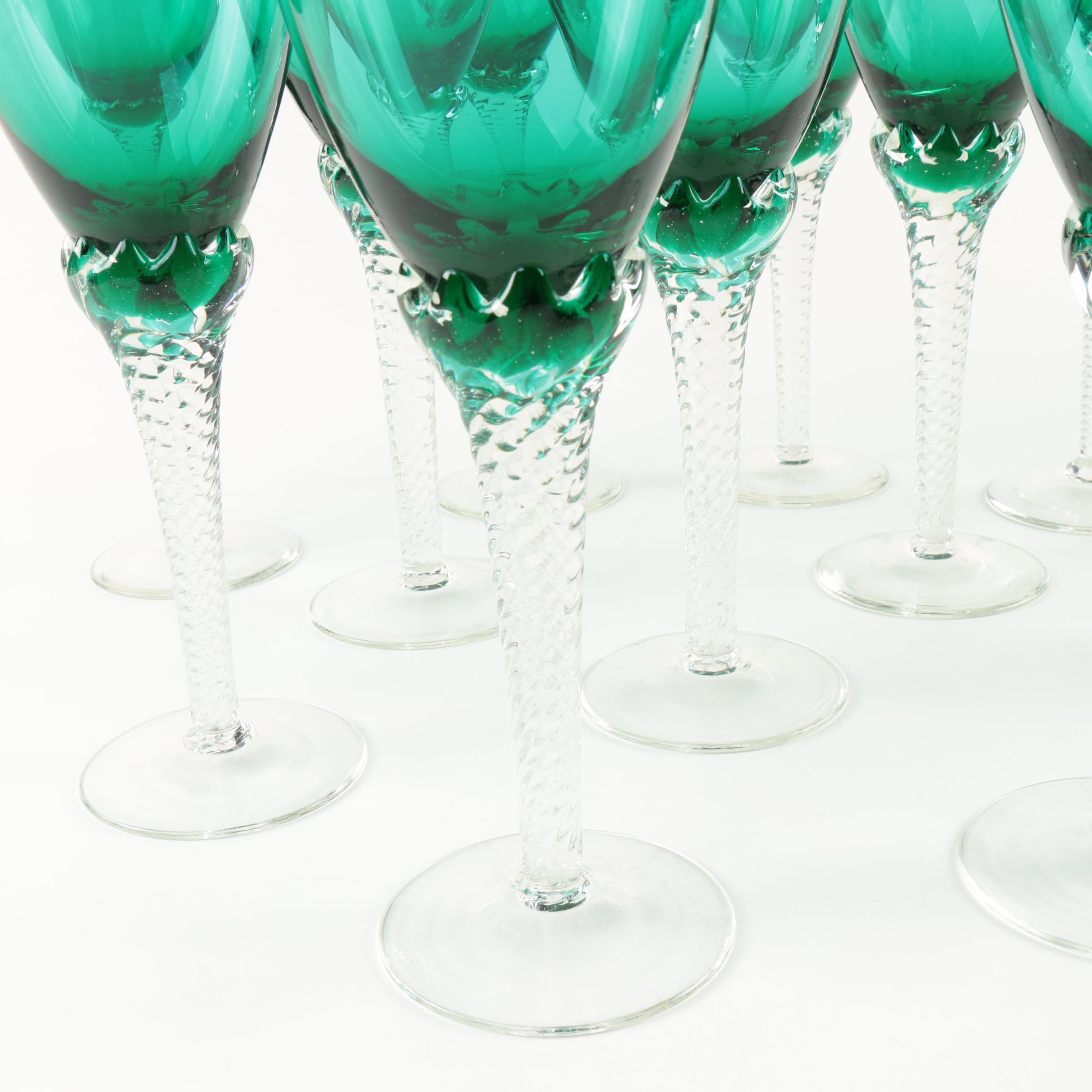 Handmade Green Crystal Glasses