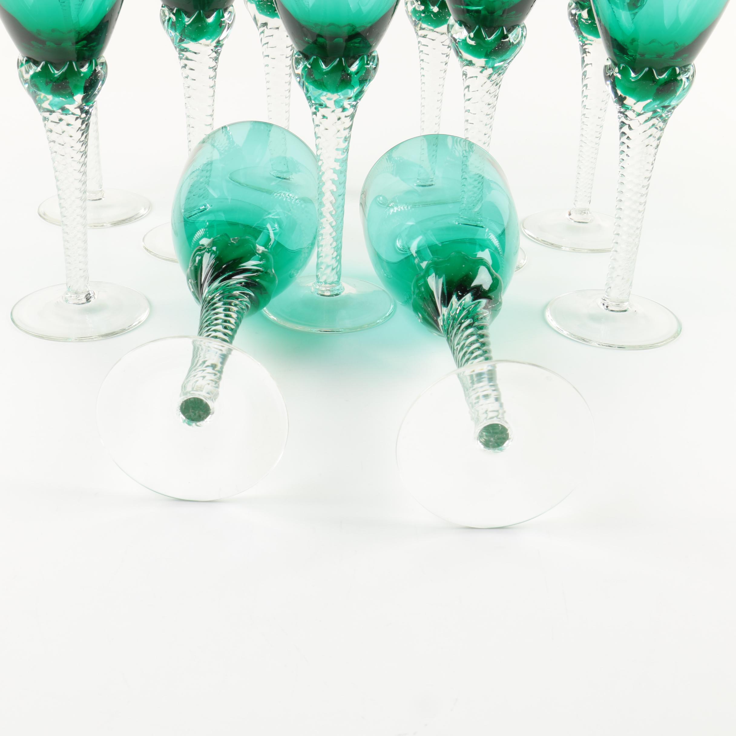 Handmade Green Crystal Glasses