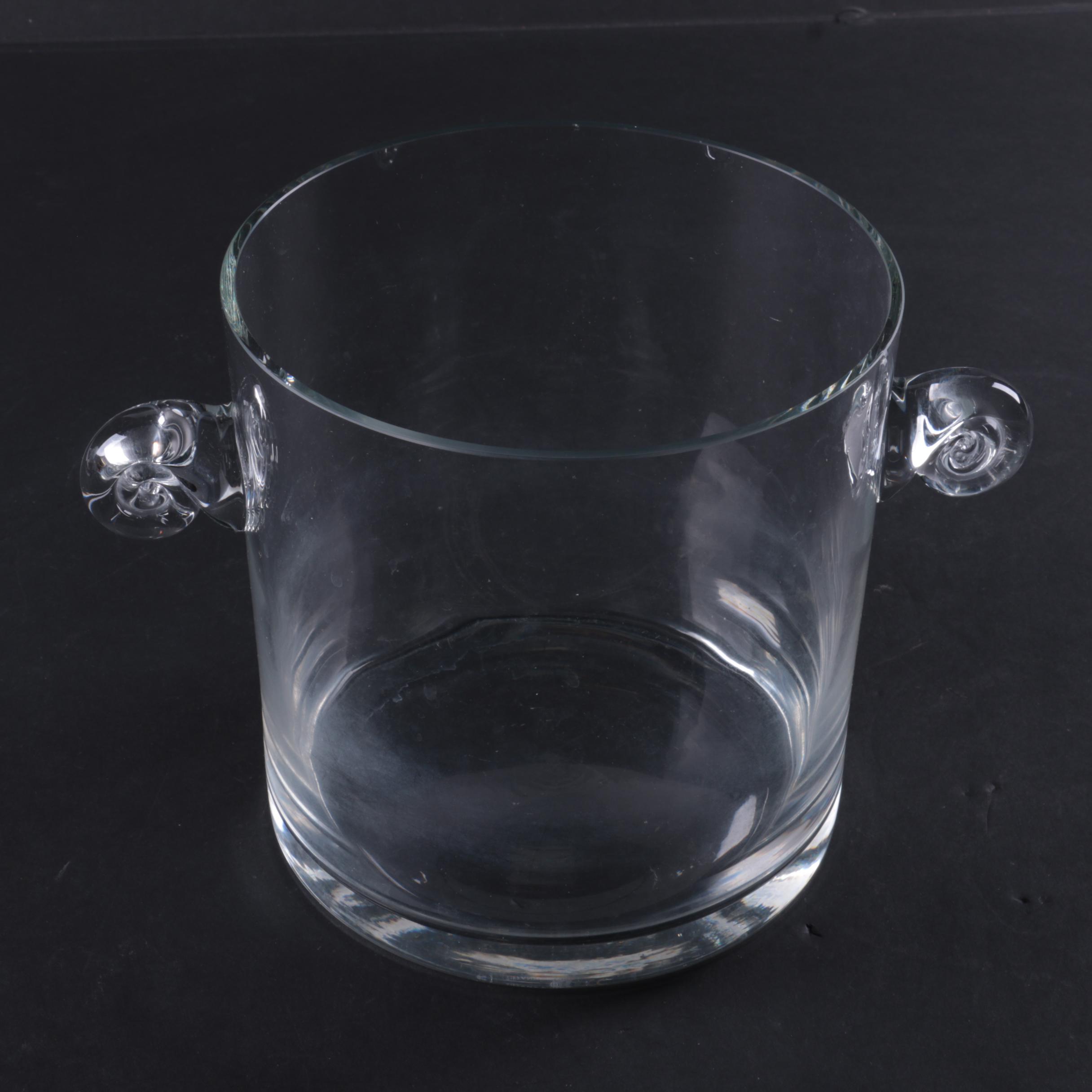 Tiffany & Co. Crystal Scroll Handle Ice Bucket
