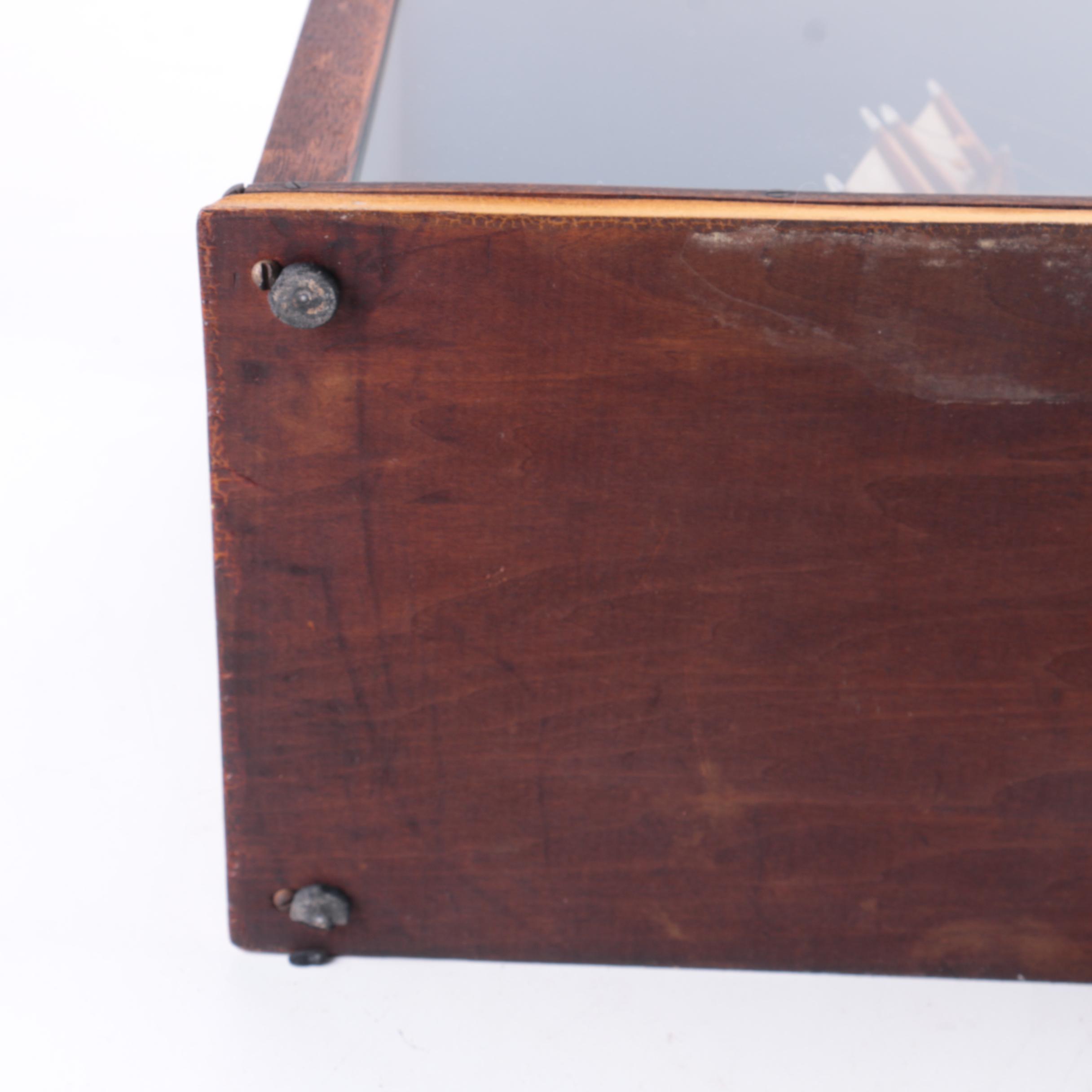 Vintage Model Sailing Ship in Wood Display Box