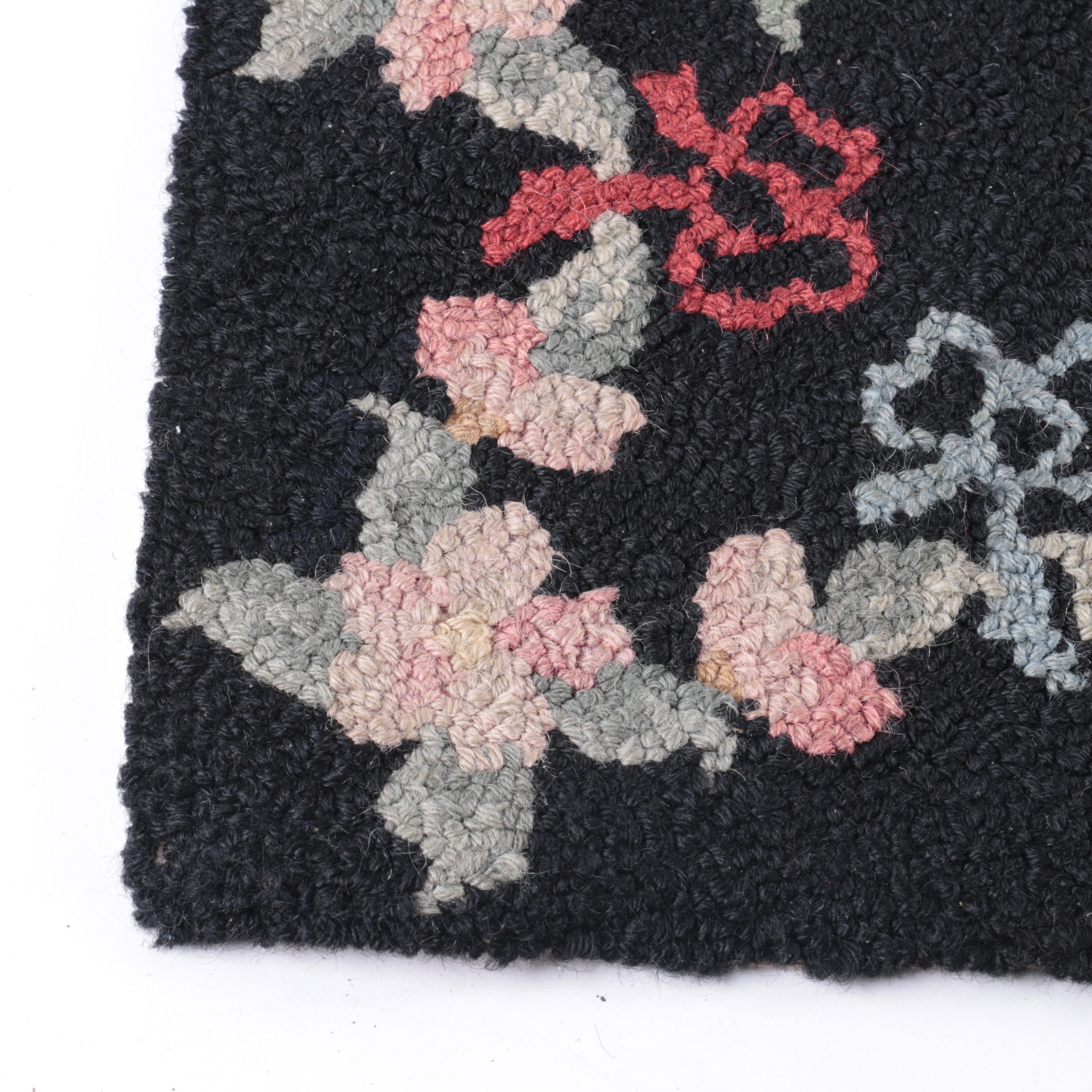 Hand-Hooked Wool Floral Accent Rug