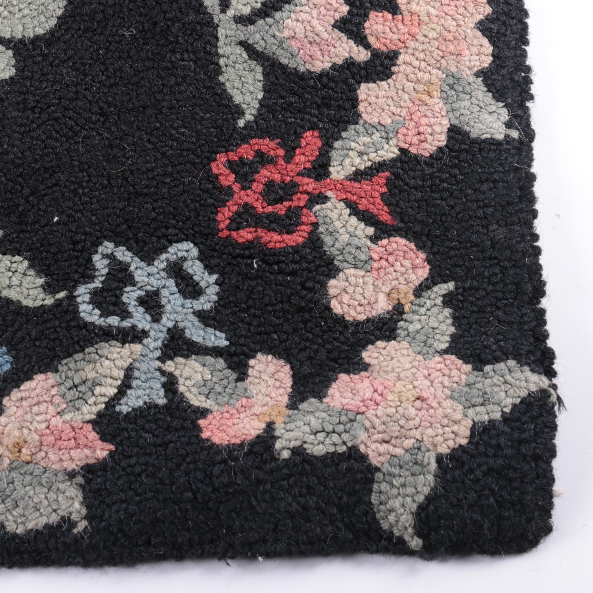 Hand-Hooked Wool Floral Accent Rug