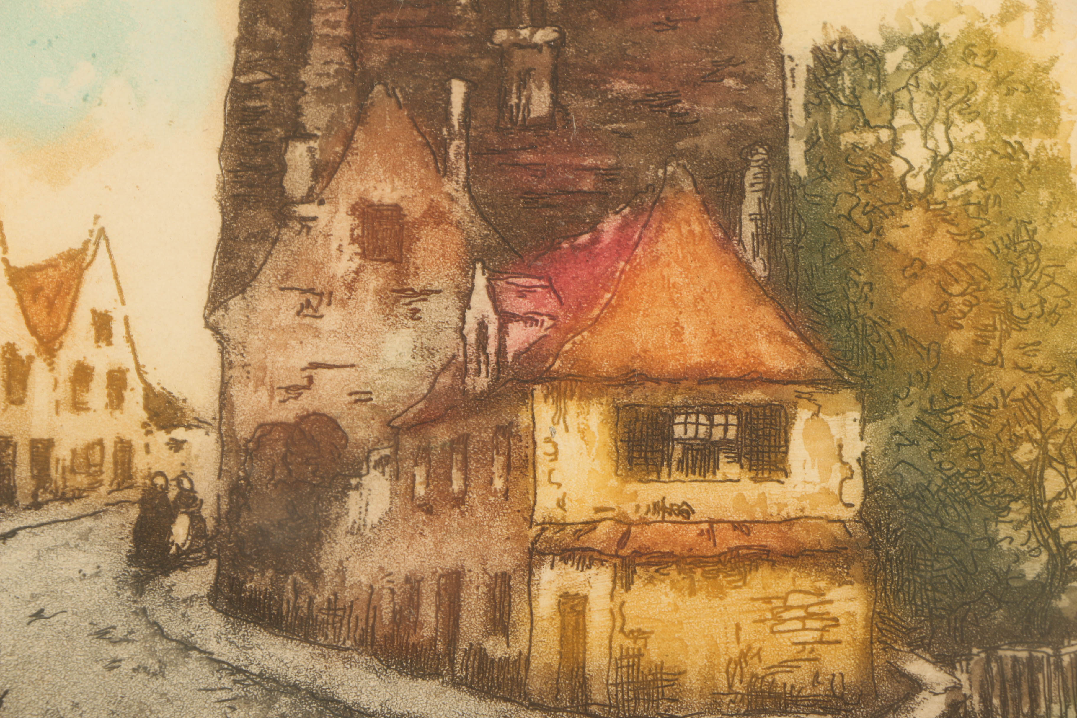 Three Circa 1930s Color Etchings on Paper of French Landscape Scenes