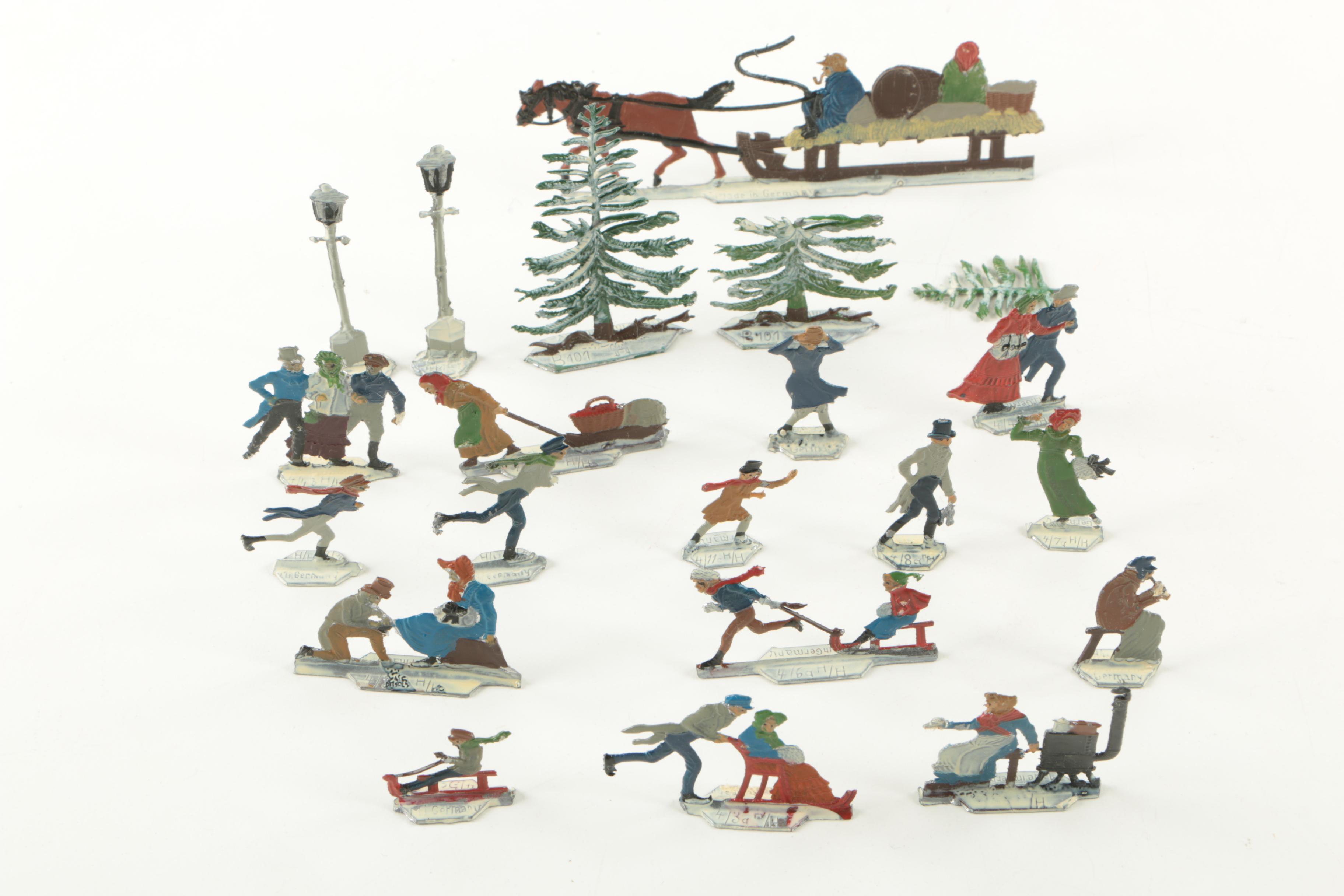 Vintage German Skating and Sleigh Ride Figurines and United Airlines Memorabilia