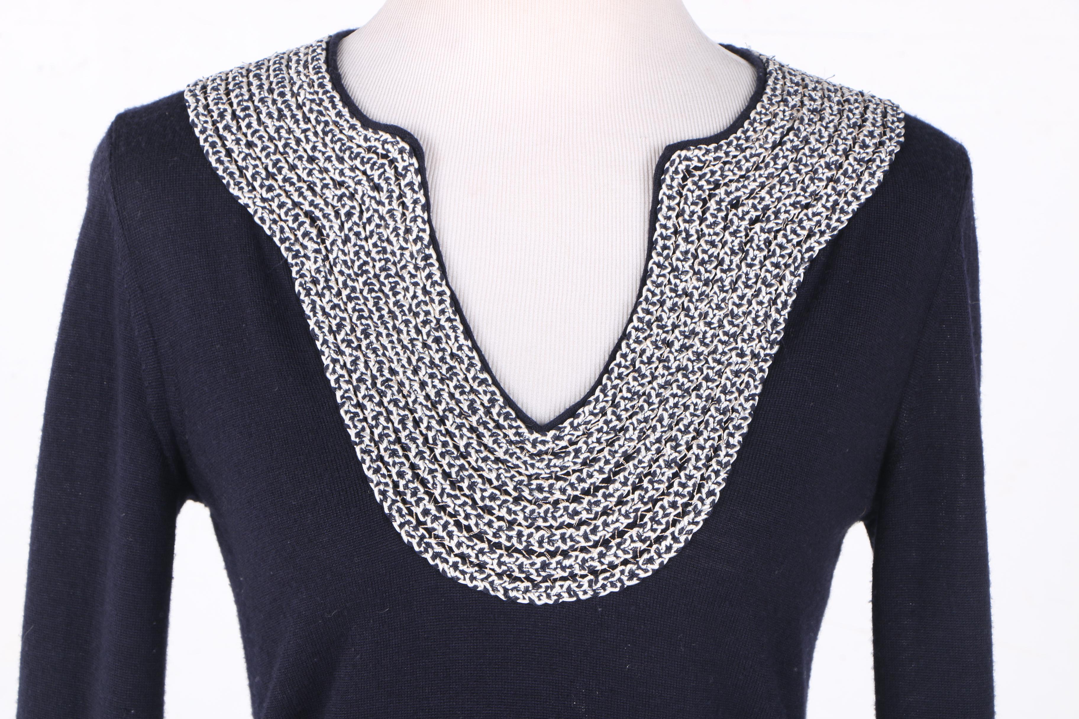 Tory Burch Navy and White Tunic Top