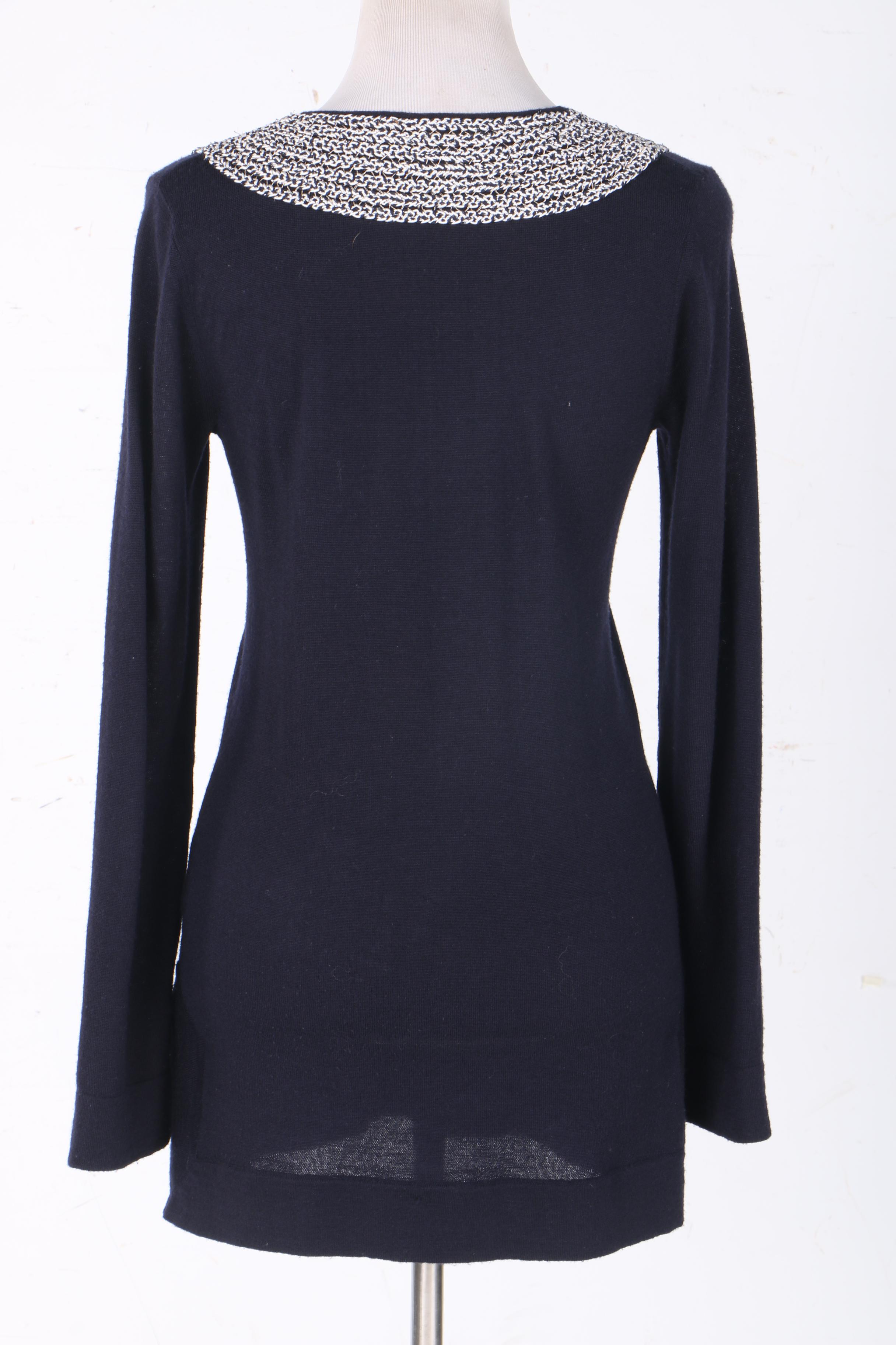 Tory Burch Navy and White Tunic Top