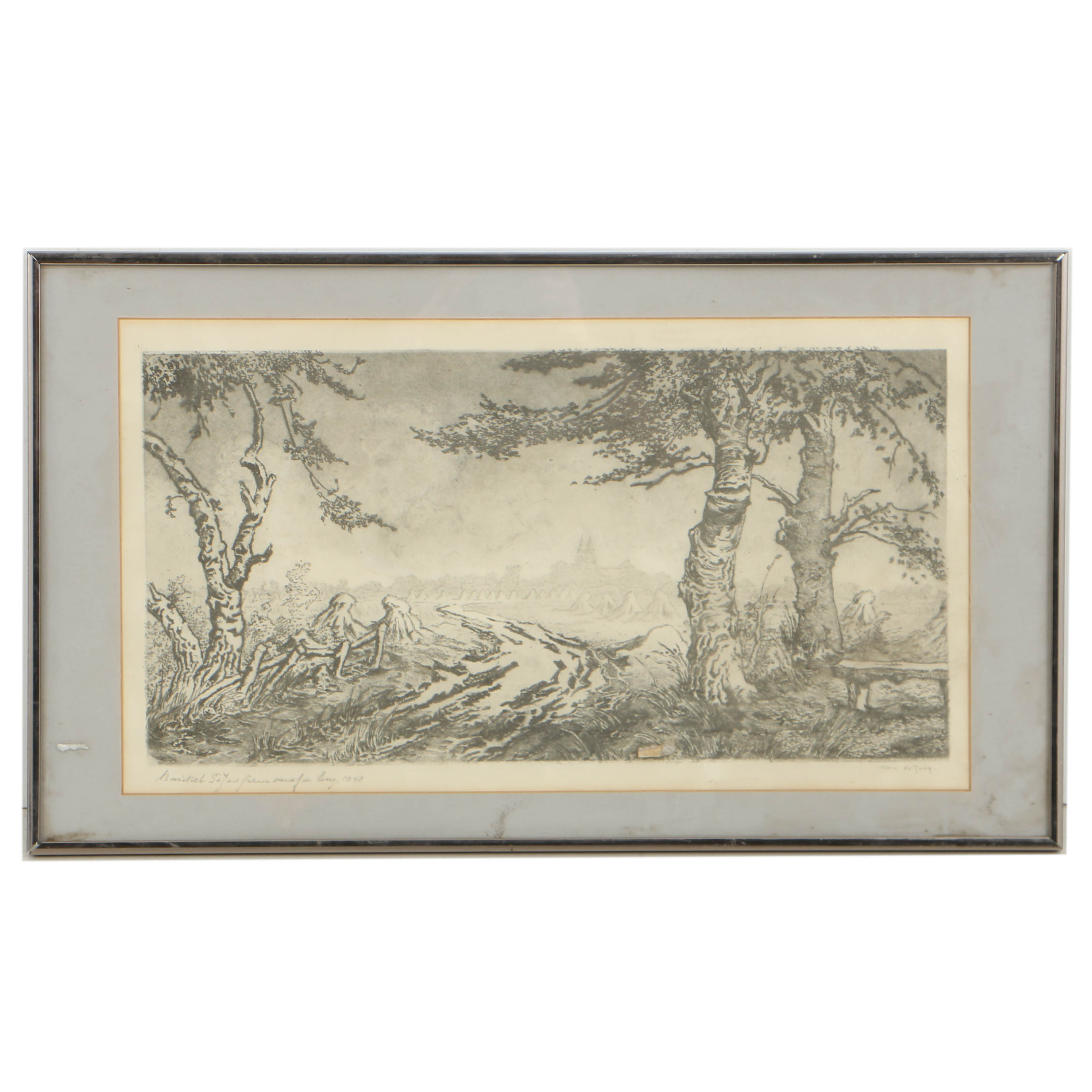 Toon de Jong Etching and Aquatint on Paper of Basilica View