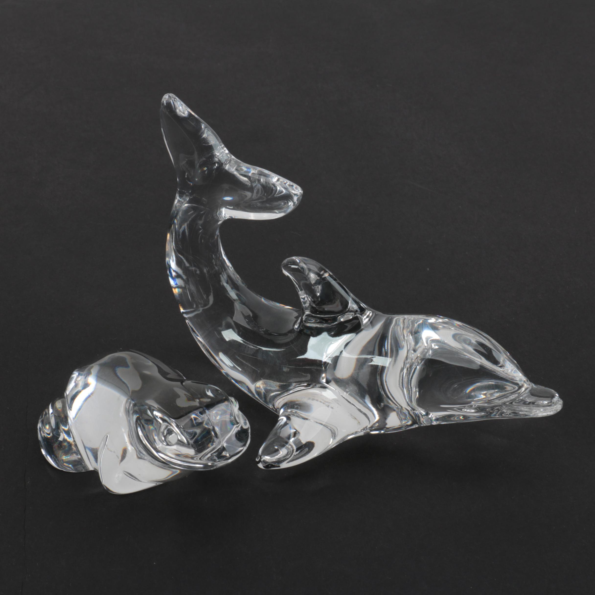 Villeroy & Boch Dolphin and Frog Crystal Figurines