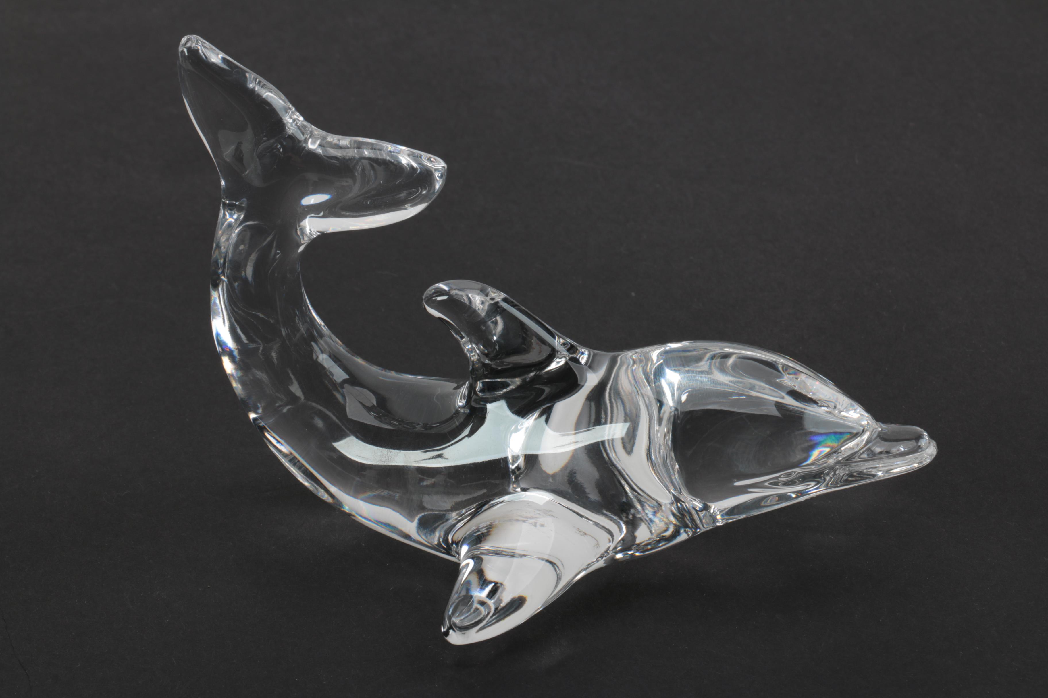 Villeroy & Boch Dolphin and Frog Crystal Figurines
