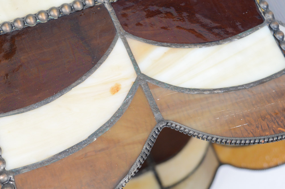 Vintage Leaded Slag Glass Hanging Lamp