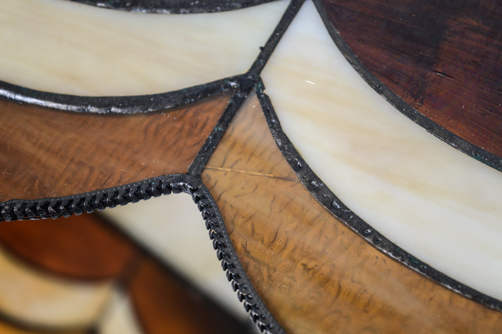 Vintage Leaded Slag Glass Hanging Lamp