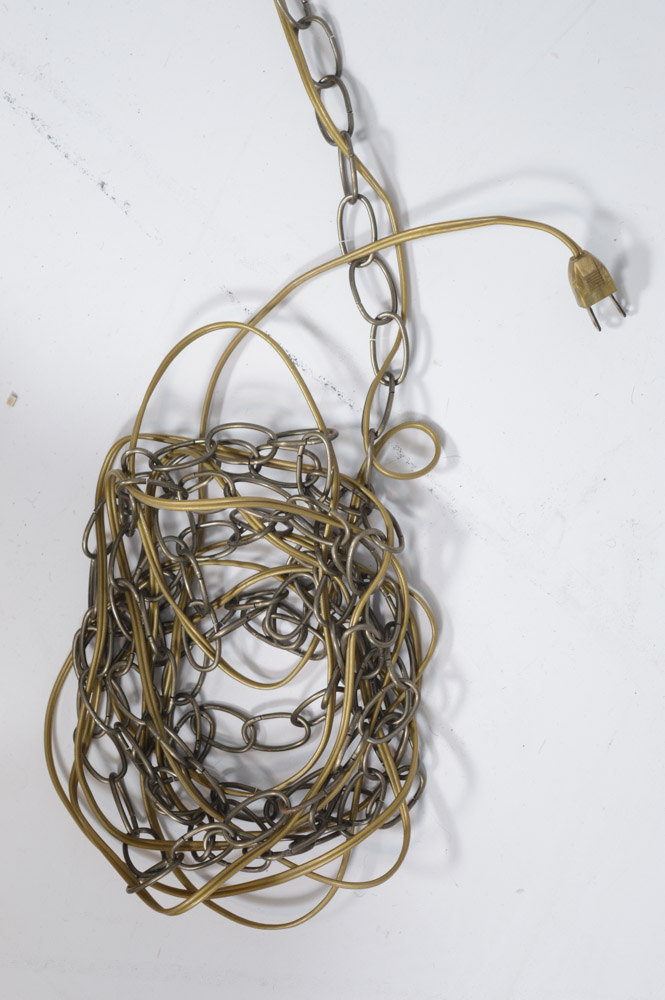 Vintage Leaded Slag Glass Hanging Lamp