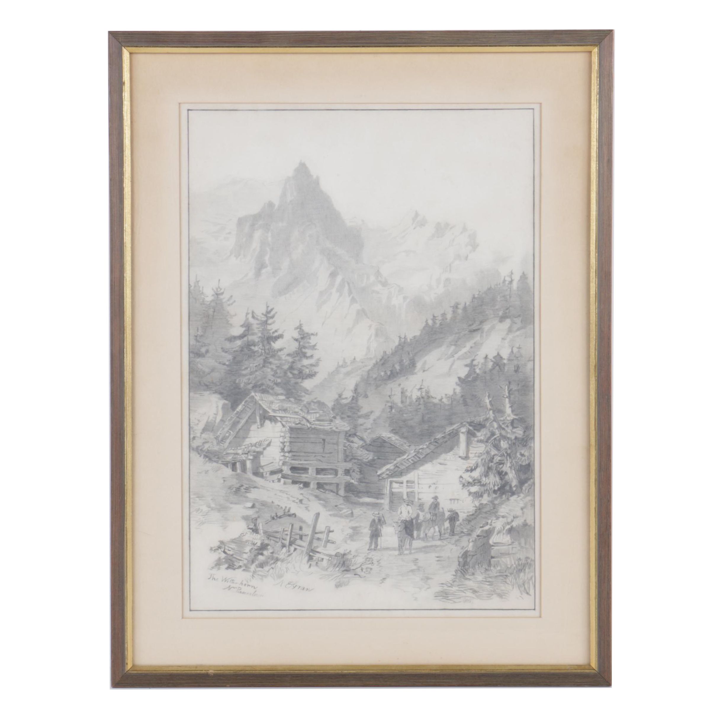 Graphite Drawing on Paper "The Wetterhorn"